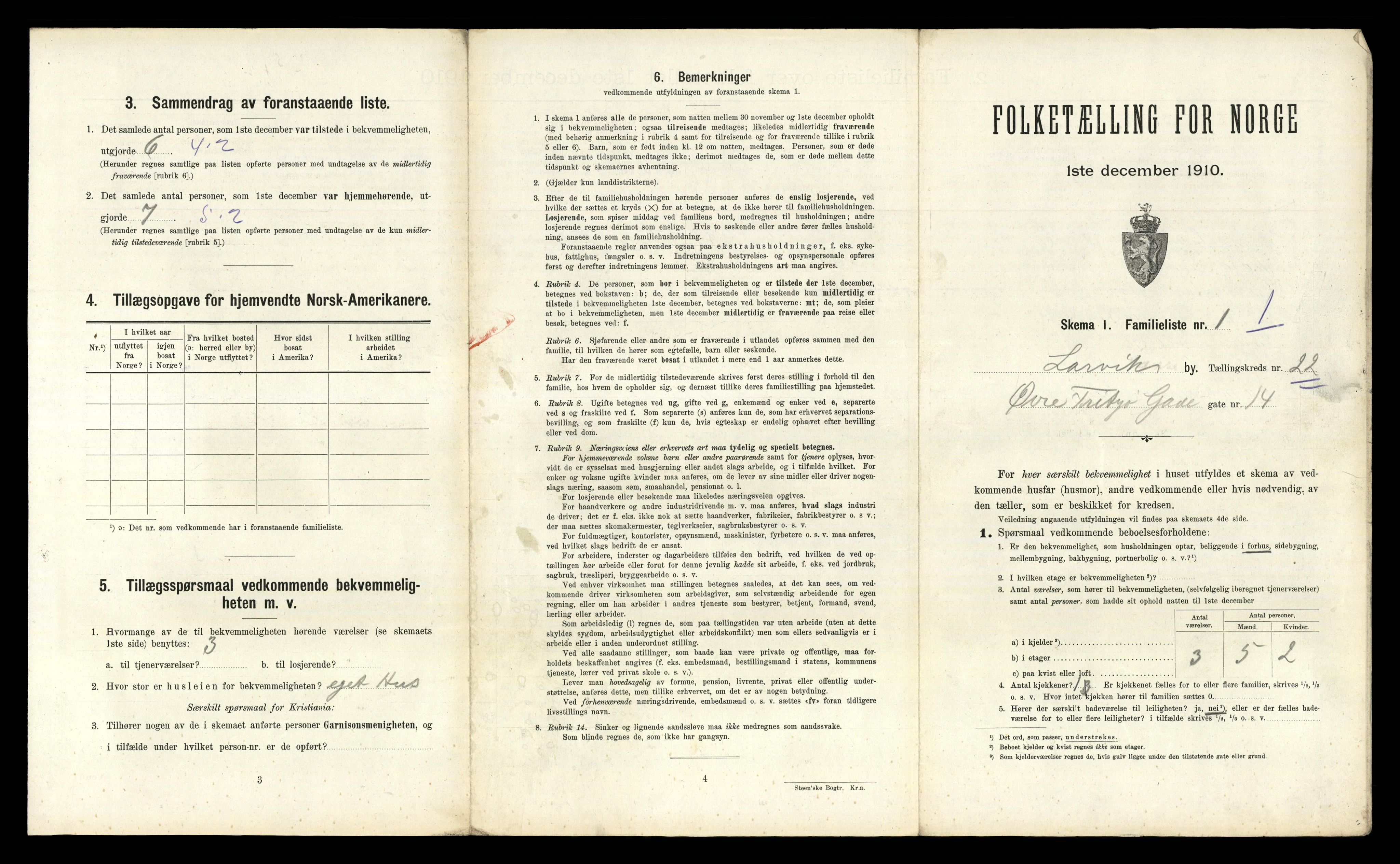 RA, 1910 census for Larvik, 1910, p. 6925