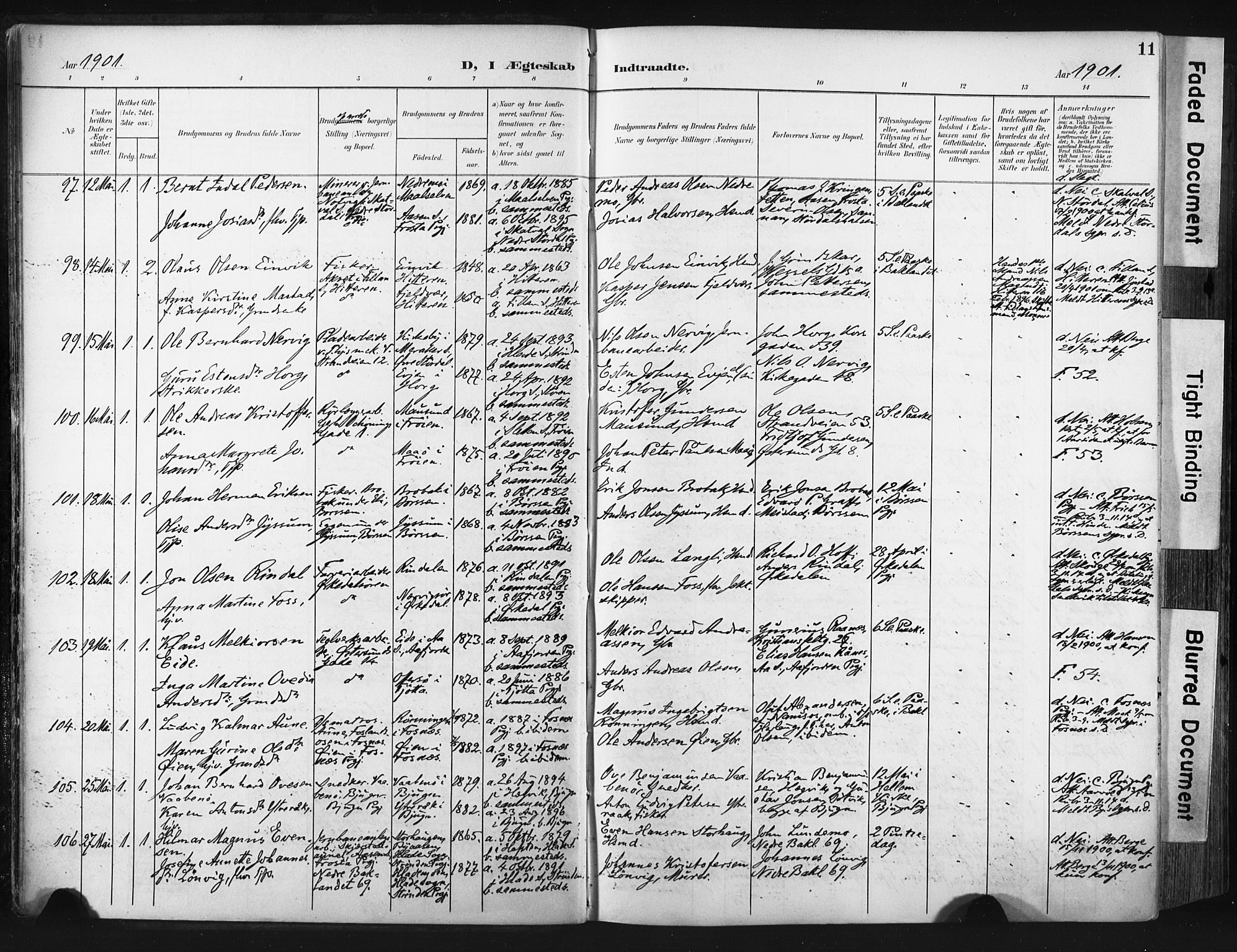Ministerialprotokoller, klokkerbøker og fødselsregistre - Sør-Trøndelag, SAT/A-1456/604/L0201: Parish register (official) no. 604A21, 1901-1911, p. 11