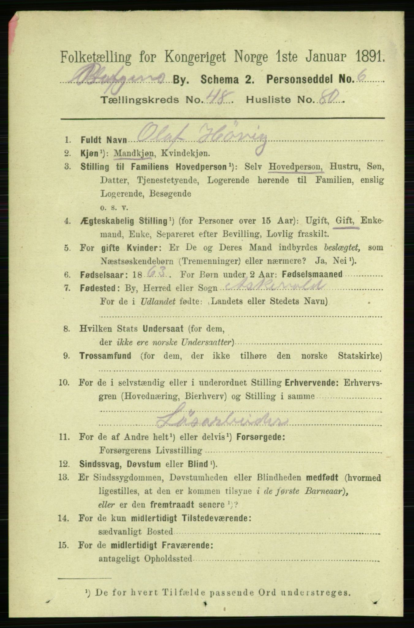 RA, 1891 Census for 1301 Bergen, 1891, p. 58420