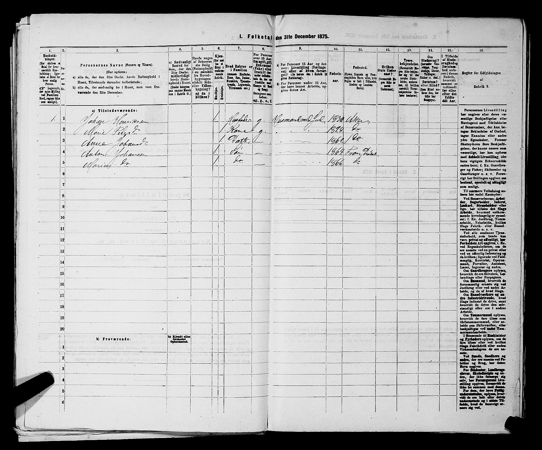 RA, 1875 census for 0215L Drøbak/Frogn, 1875, p. 615