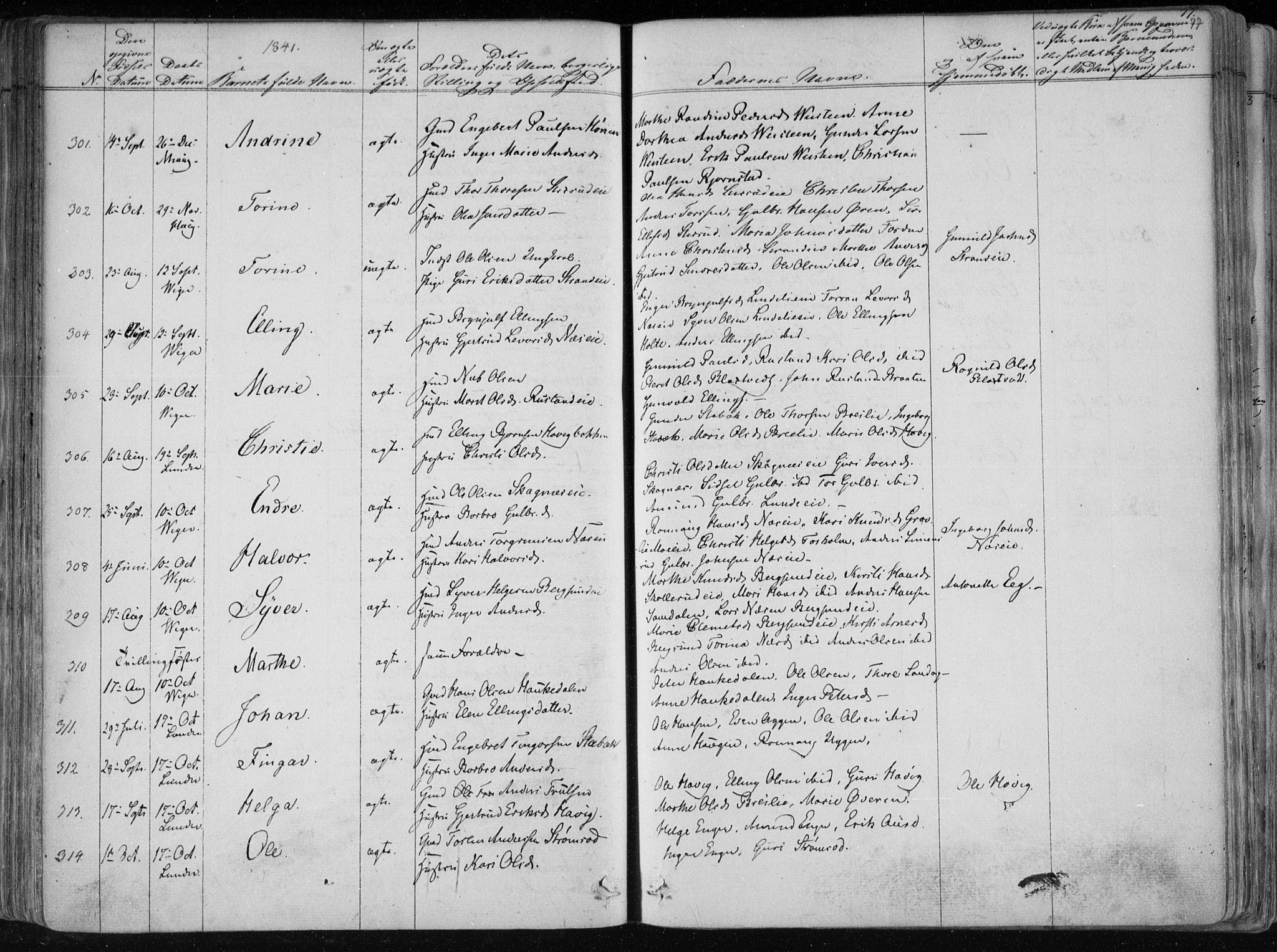 Norderhov kirkebøker, SAKO/A-237/F/Fa/L0010: Parish register (official) no. 10, 1837-1847, p. 77