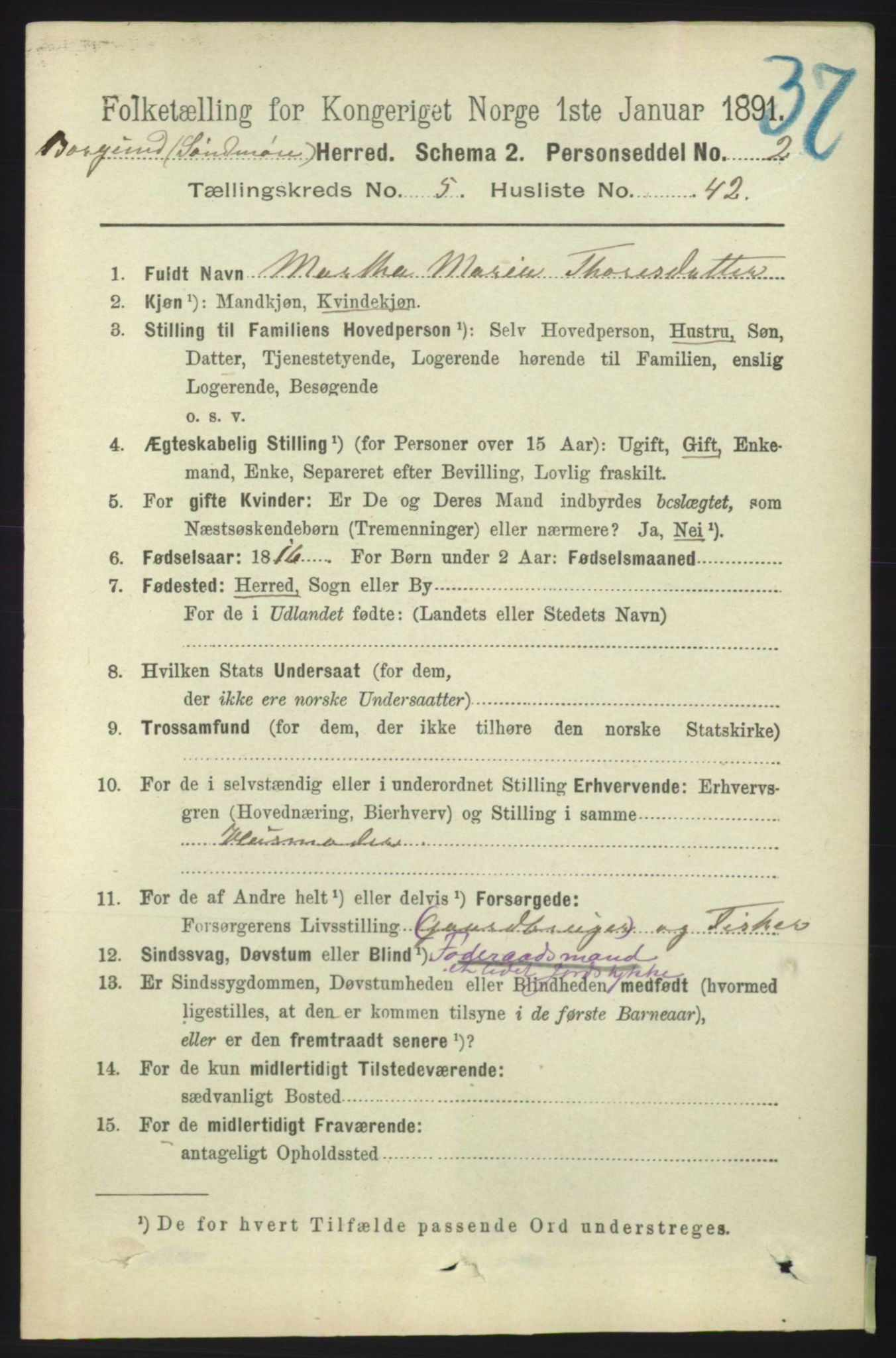 RA, 1891 census for 1531 Borgund, 1891, p. 1527