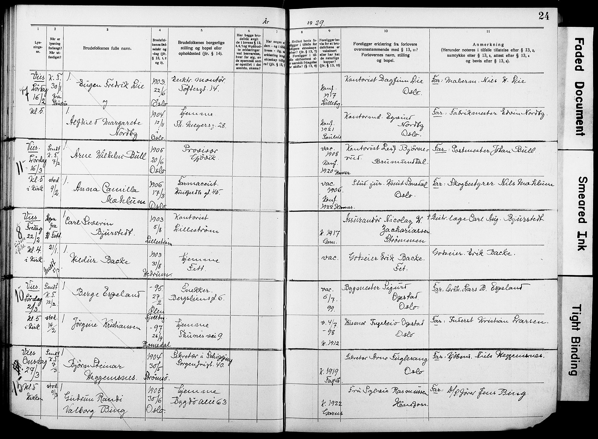 Garnisonsmenigheten Kirkebøker, AV/SAO-A-10846/H/Ha/L0010: Banns register no. I 10, 1922-1932, p. 24