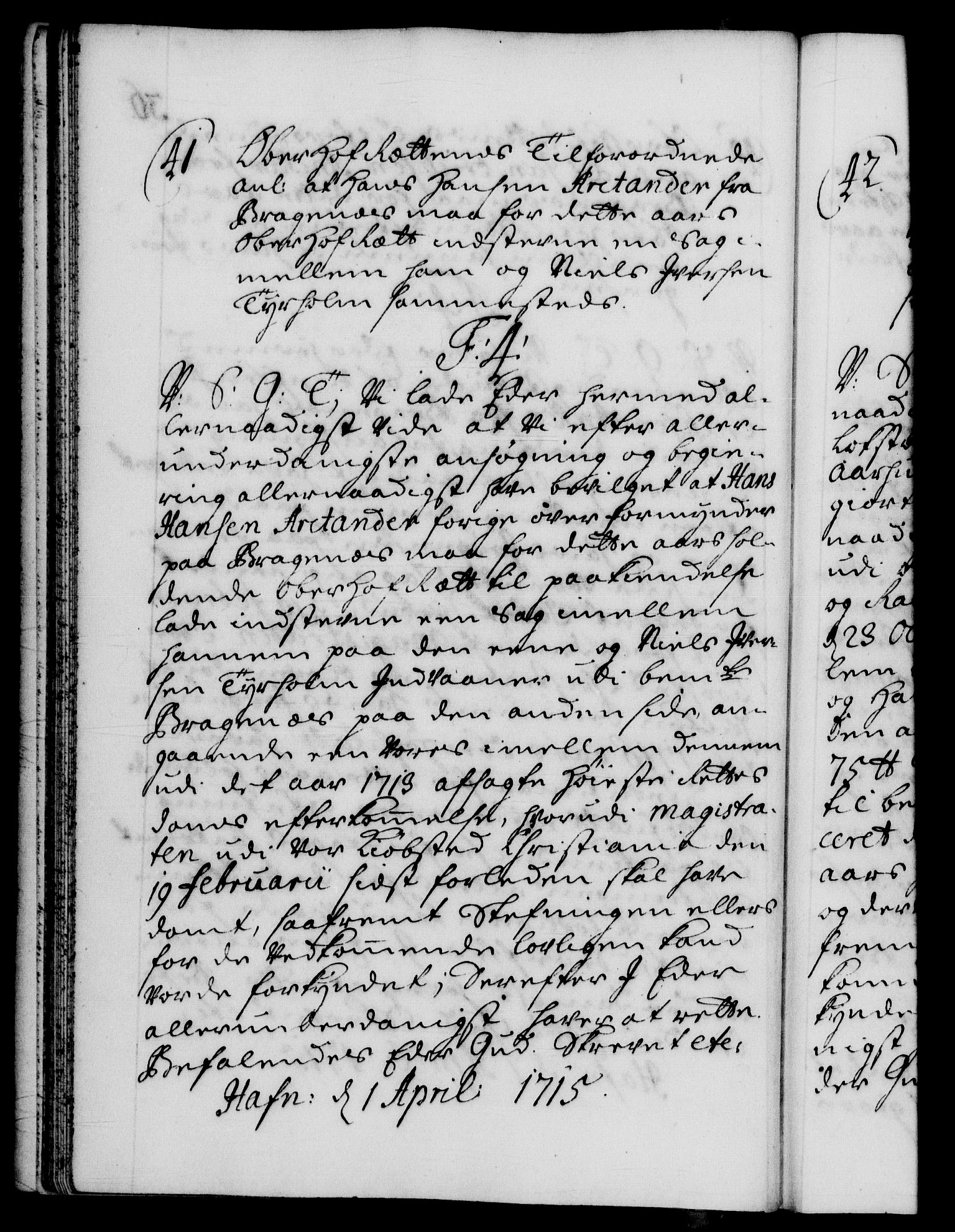 Danske Kanselli 1572-1799, AV/RA-EA-3023/F/Fc/Fca/Fcab/L0020: Norske tegnelser, 1715-1718, p. 36b