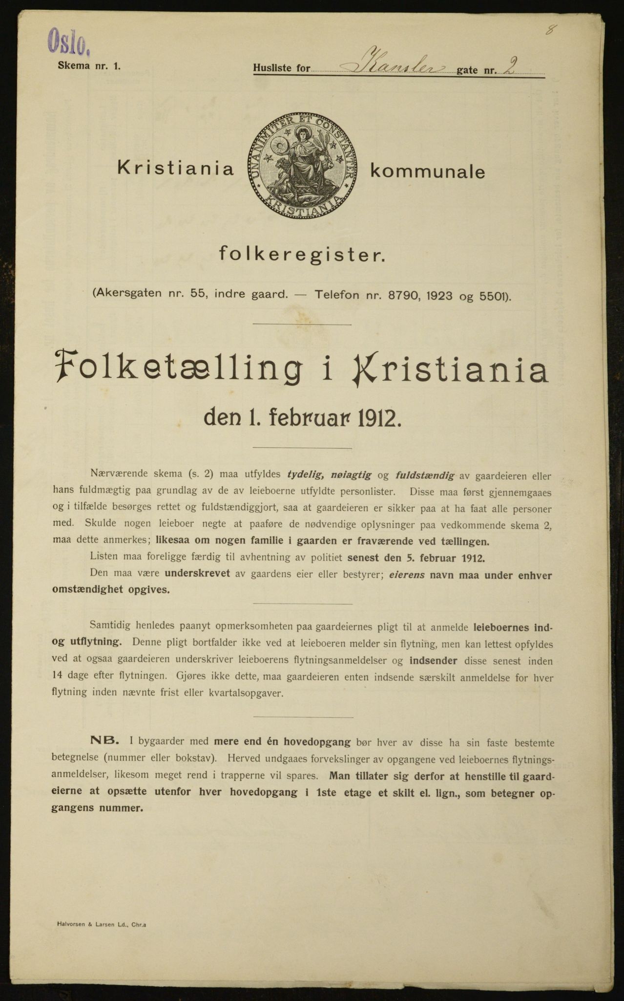 OBA, Municipal Census 1912 for Kristiania, 1912, p. 48345