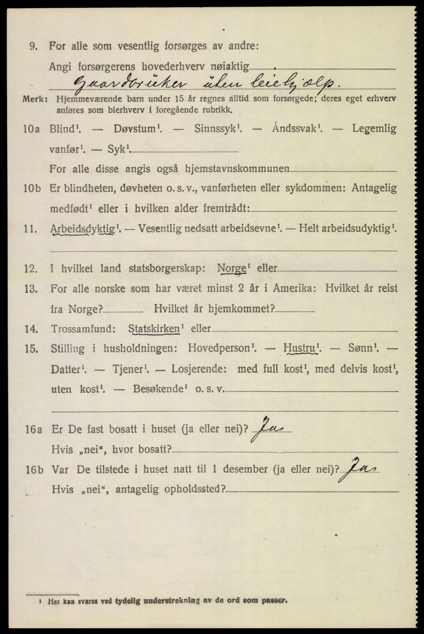 SAH, 1920 census for Fåberg, 1920, p. 10043