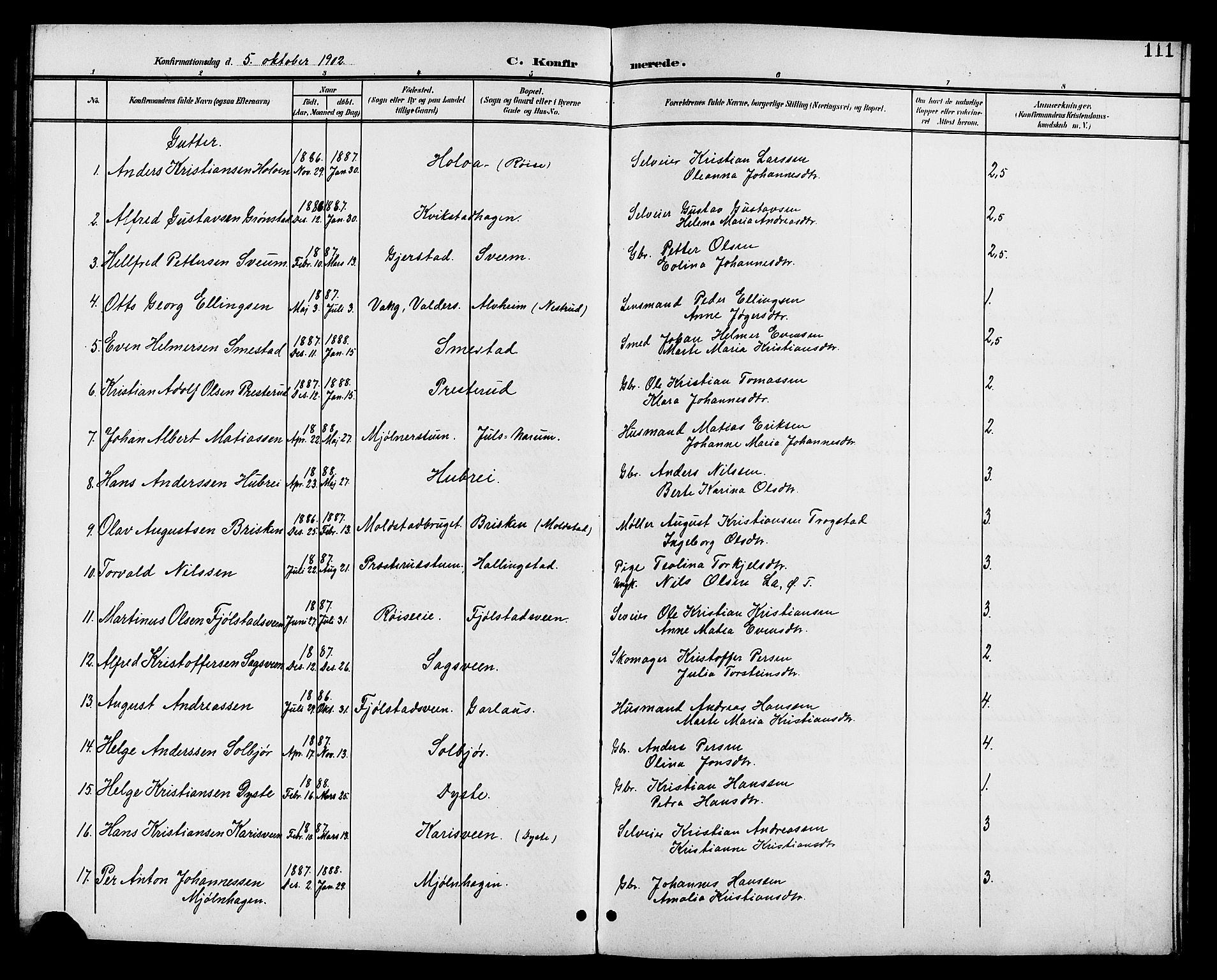 Vestre Toten prestekontor, SAH/PREST-108/H/Ha/Hab/L0011: Parish register (copy) no. 11, 1901-1911, p. 111