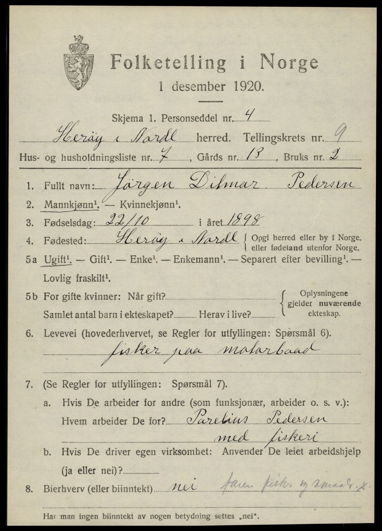 SAT, 1920 census for Herøy, 1920, p. 5492