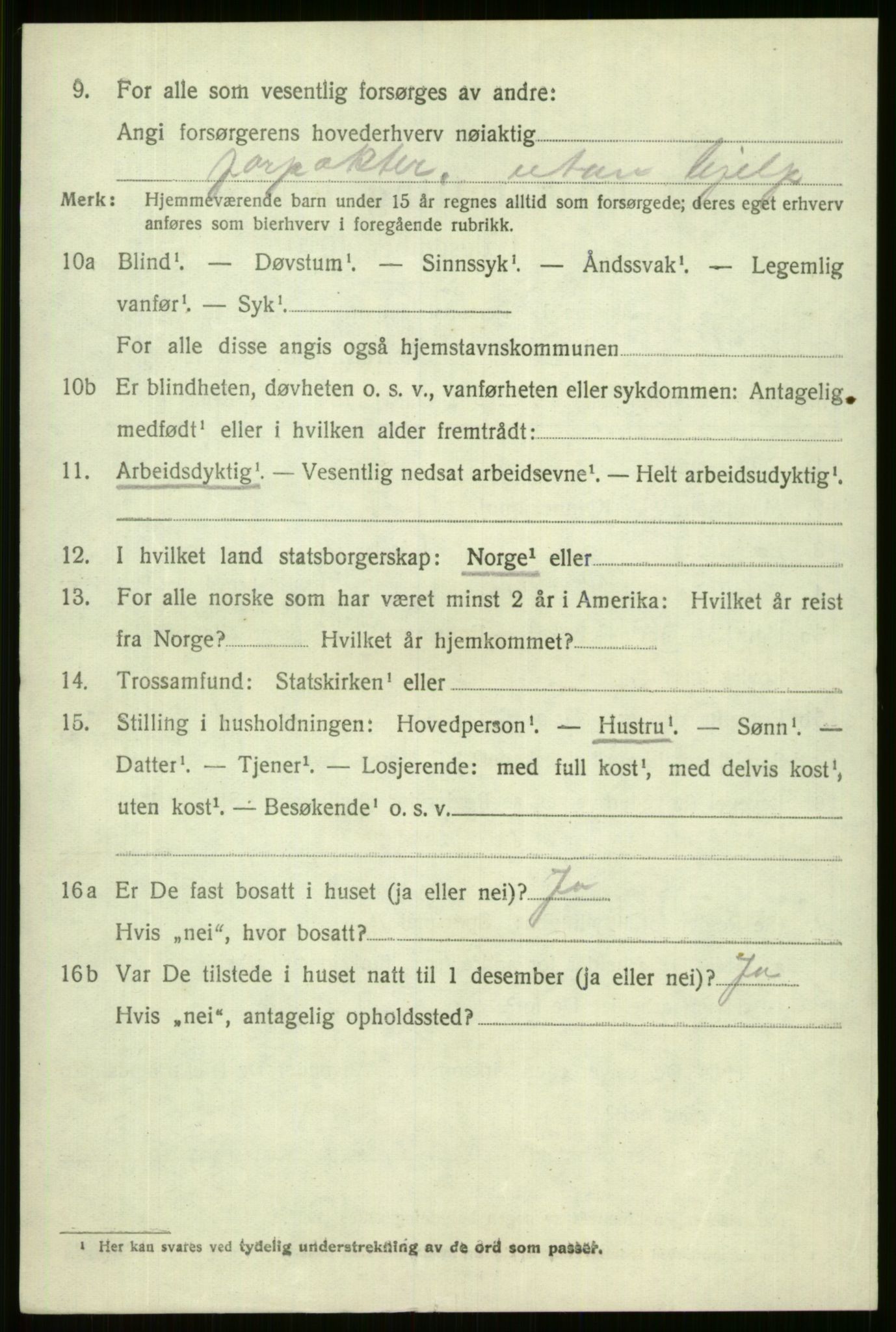 SAB, 1920 census for Vossestrand, 1920, p. 1429