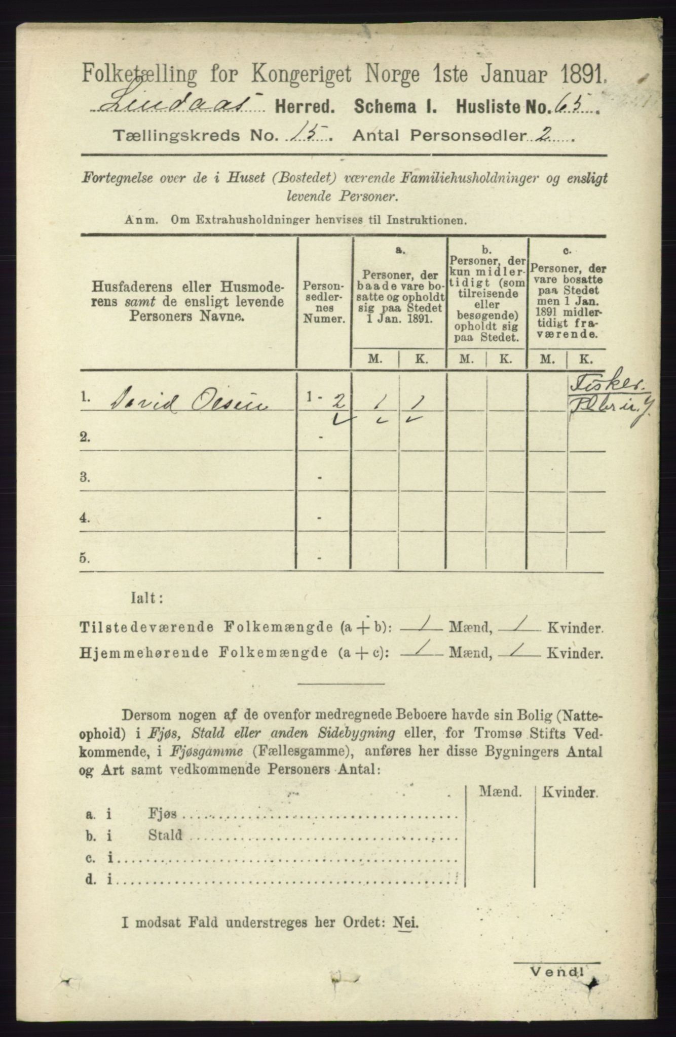 RA, 1891 census for 1263 Lindås, 1891, p. 5273