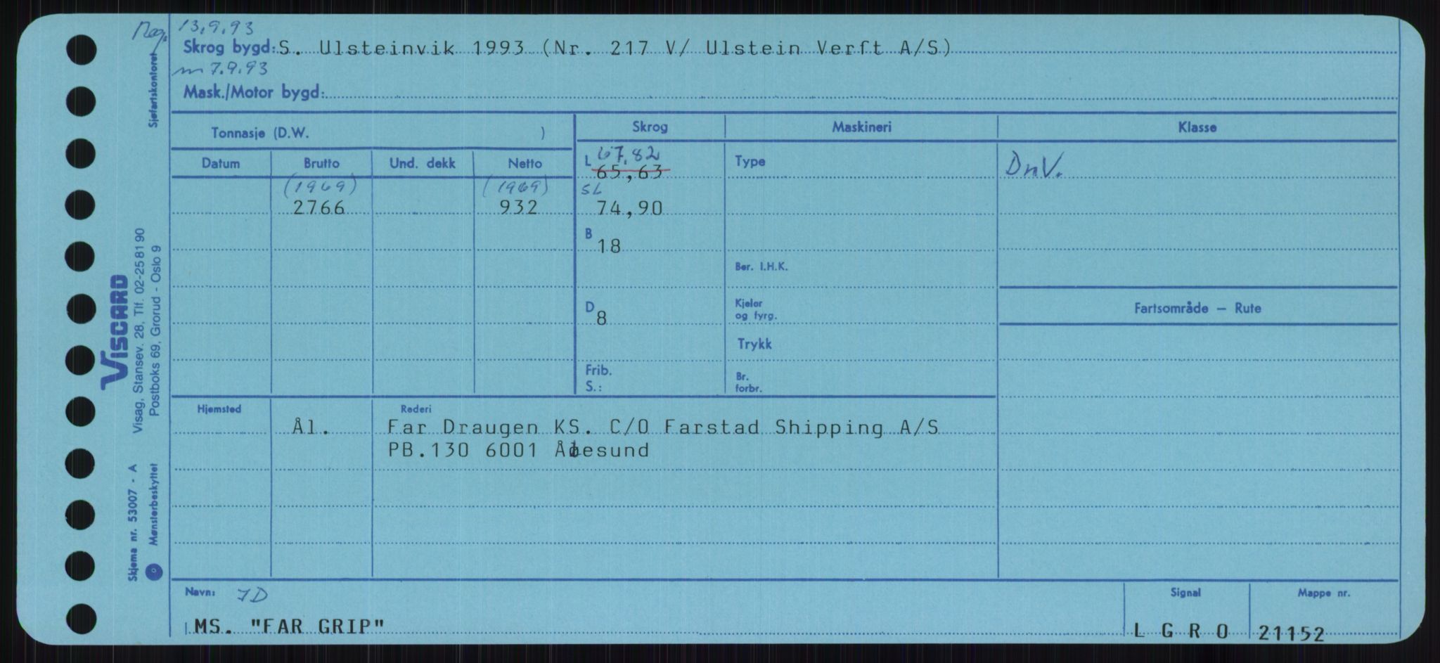 Sjøfartsdirektoratet med forløpere, Skipsmålingen, RA/S-1627/H/Ha/L0002/0001: Fartøy, Eik-Hill / Fartøy, Eik-F, p. 305