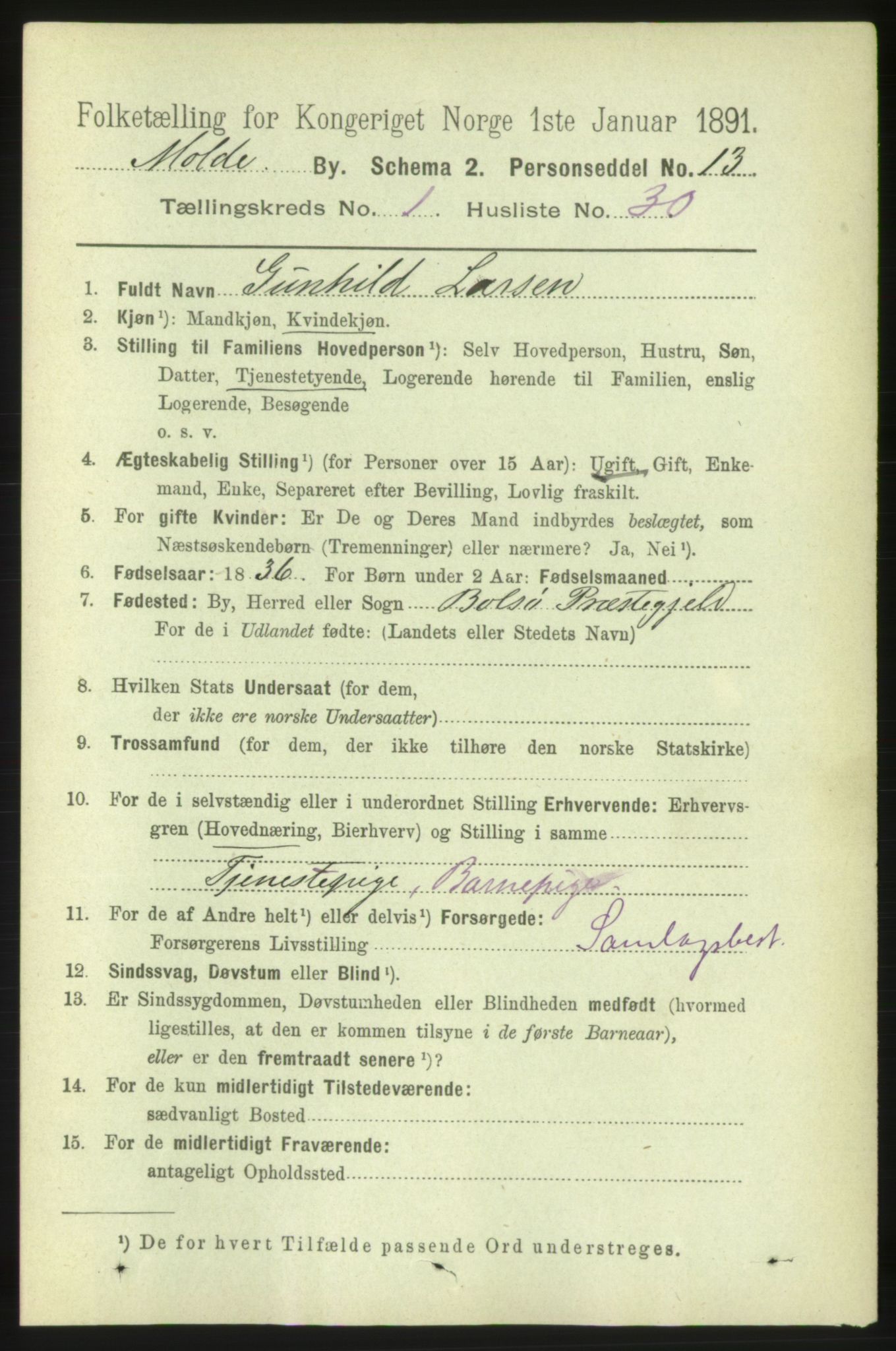 RA, 1891 census for 1502 Molde, 1891, p. 560