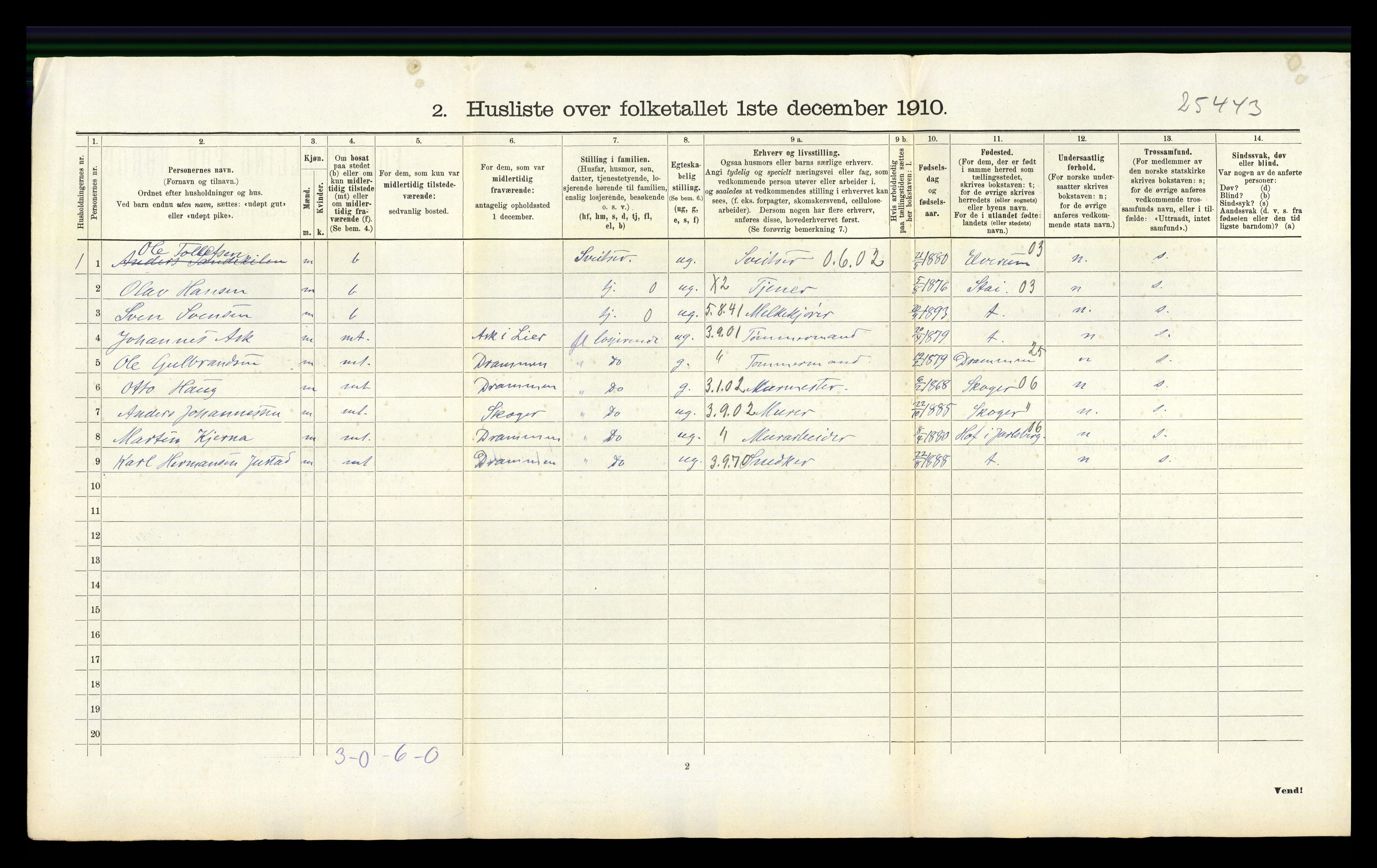 RA, 1910 census for Lier, 1910, p. 669