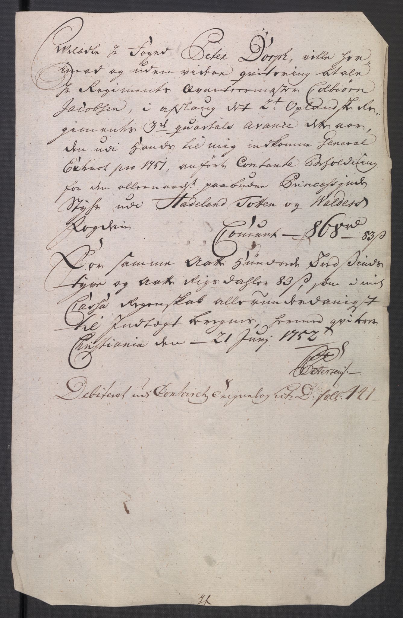 Rentekammeret inntil 1814, Reviderte regnskaper, Fogderegnskap, AV/RA-EA-4092/R18/L1349: Fogderegnskap Hadeland, Toten og Valdres, 1752-1753, p. 288