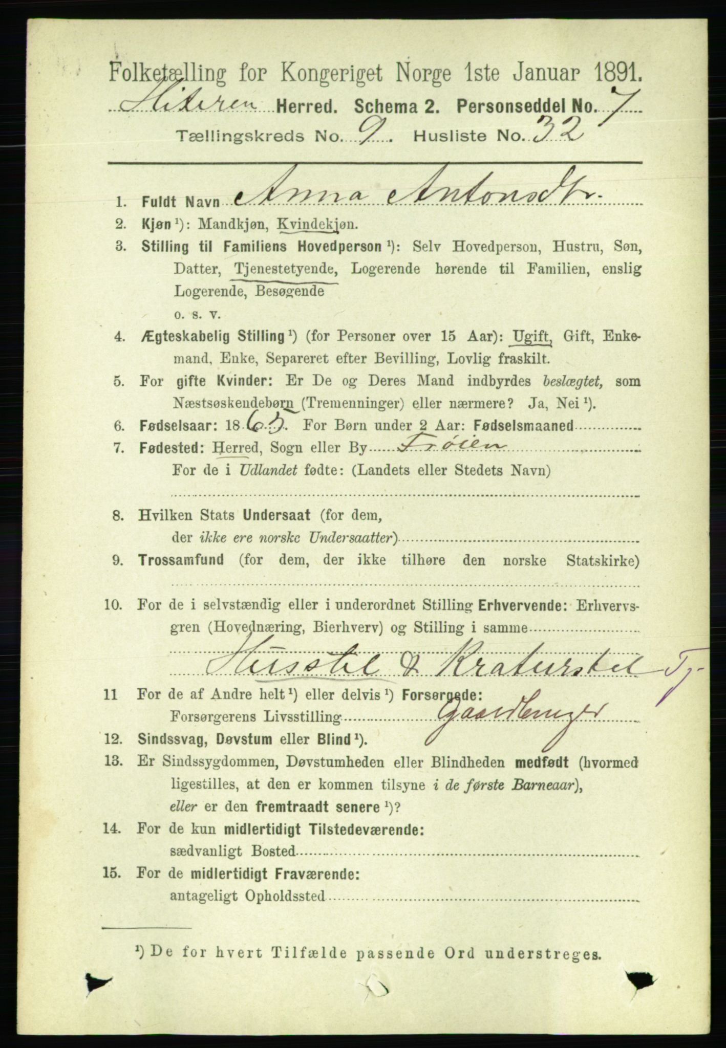 RA, 1891 census for 1617 Hitra, 1891, p. 1981