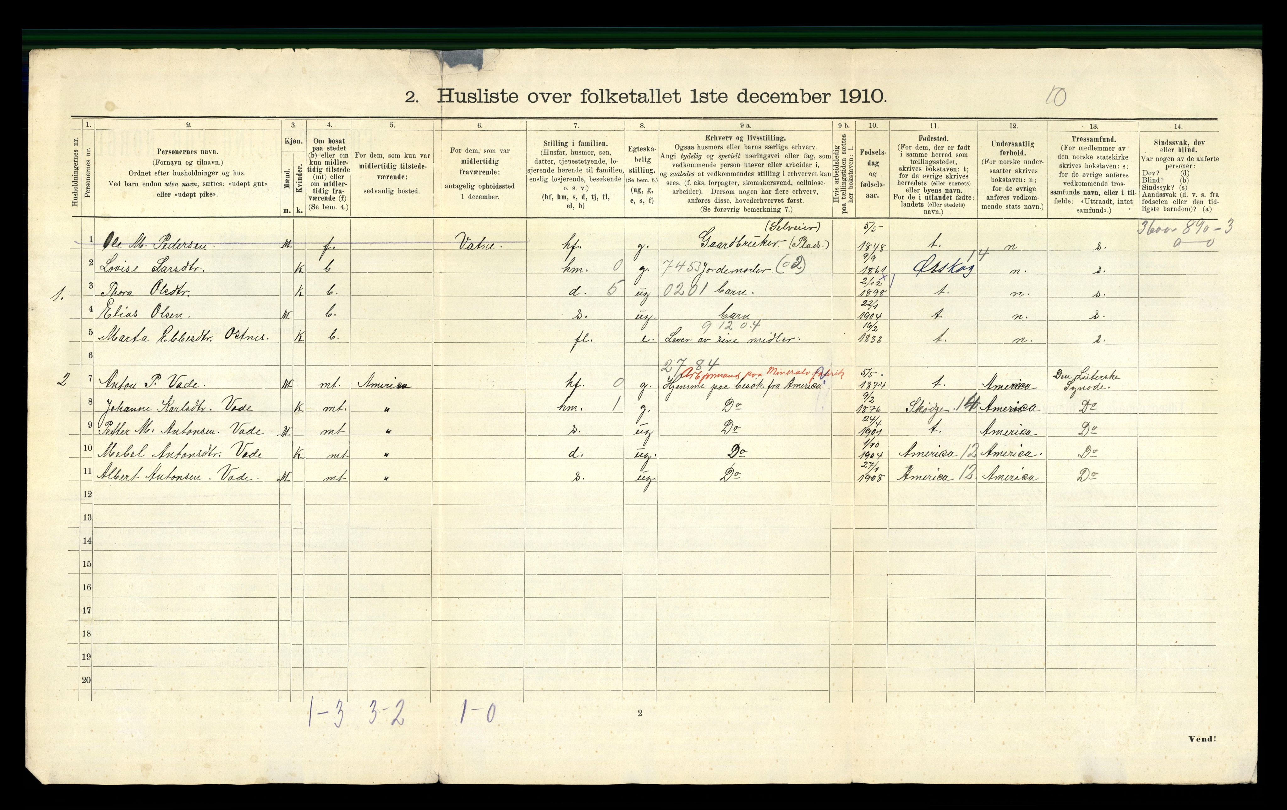 RA, 1910 census for Stordal, 1910, p. 25