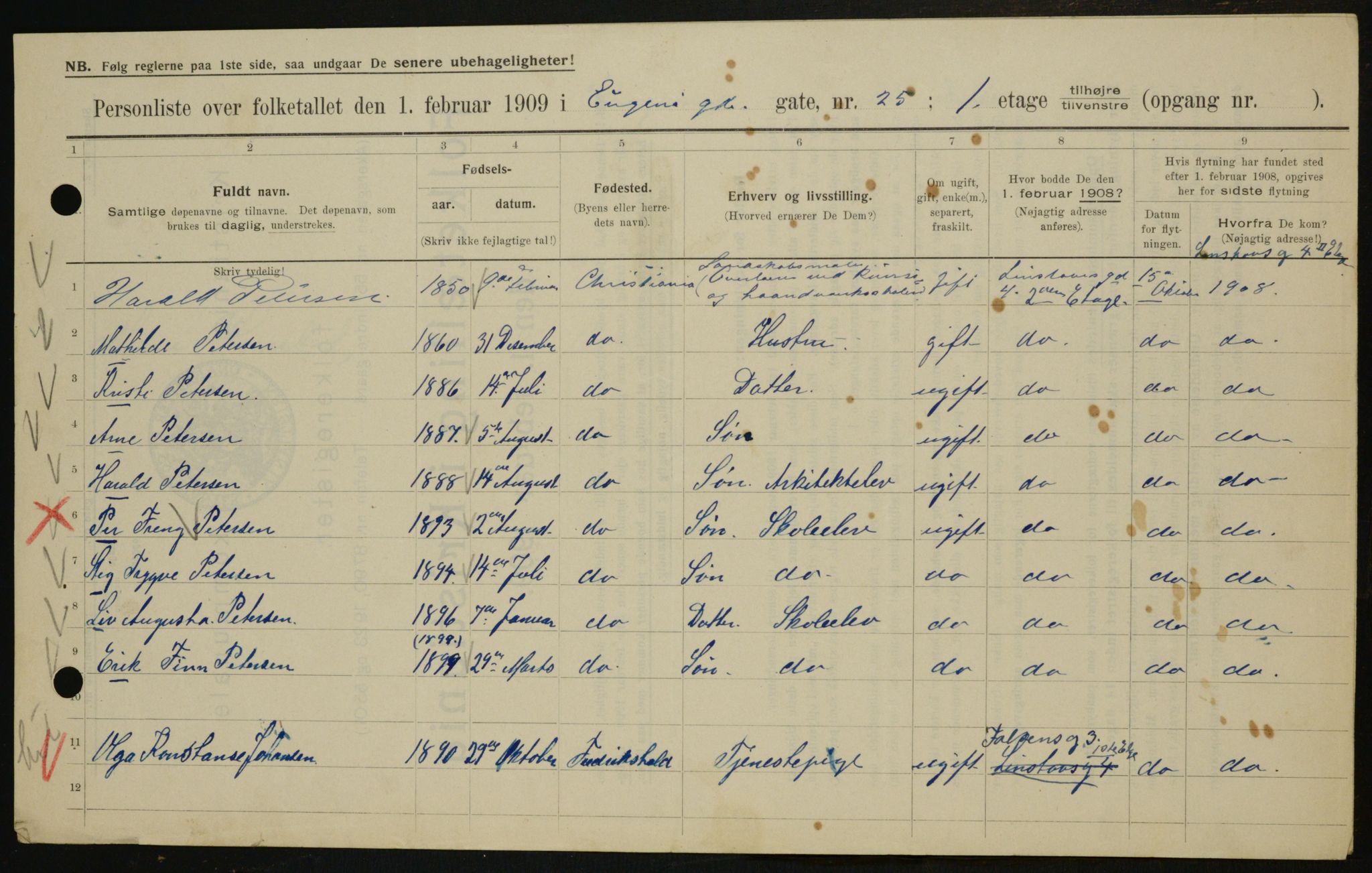 OBA, Municipal Census 1909 for Kristiania, 1909, p. 20617