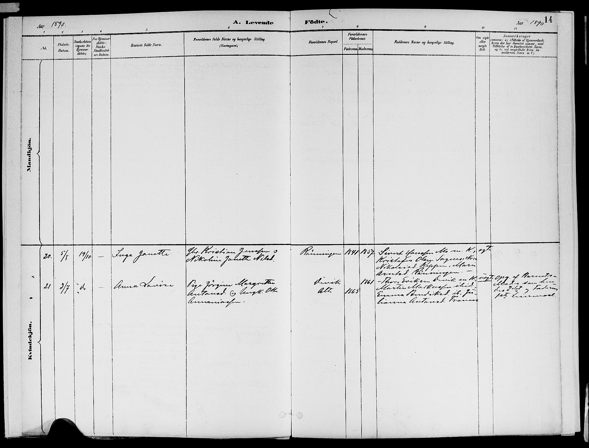 Ministerialprotokoller, klokkerbøker og fødselsregistre - Nord-Trøndelag, AV/SAT-A-1458/773/L0617: Parish register (official) no. 773A08, 1887-1910, p. 14