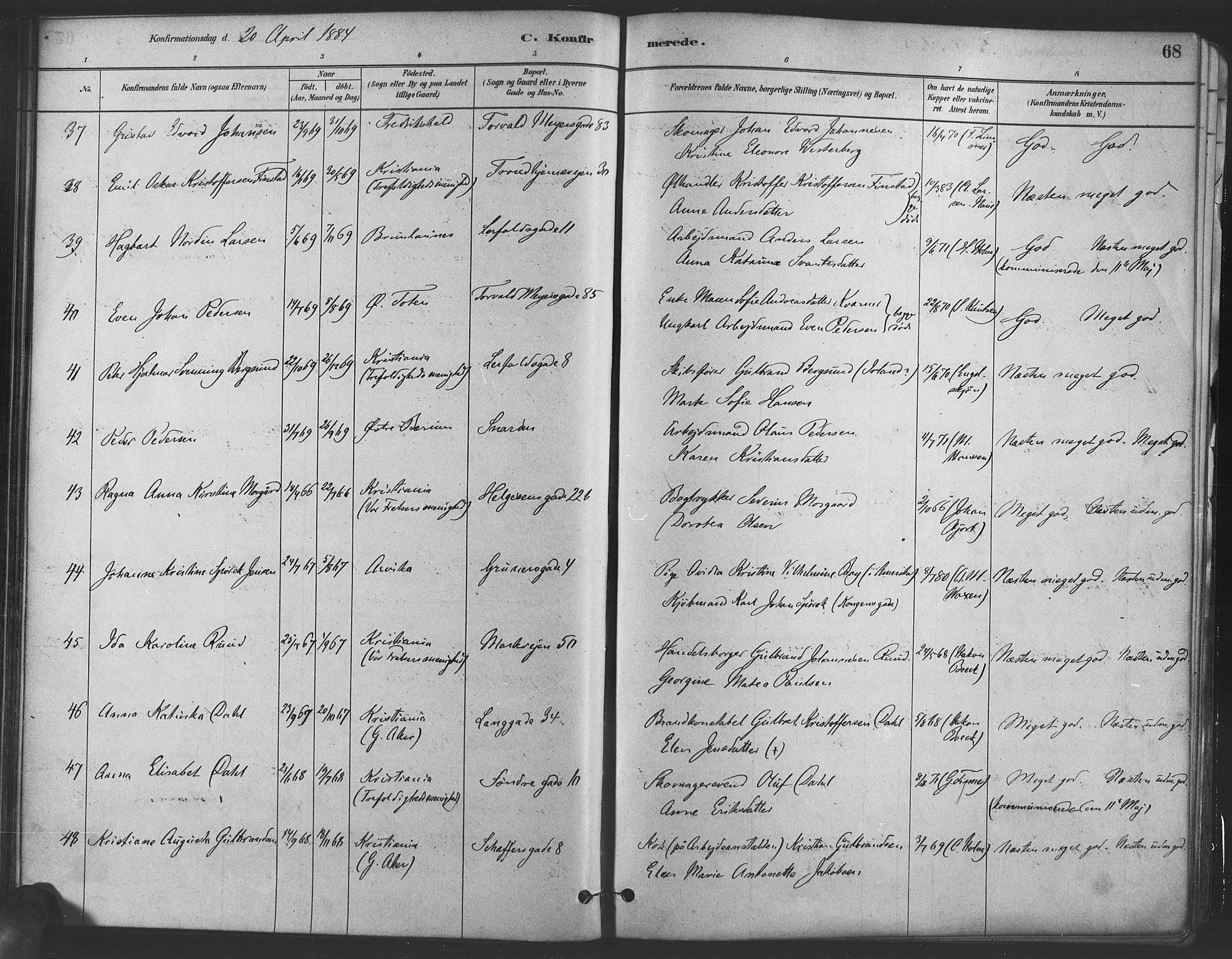 Paulus prestekontor Kirkebøker, AV/SAO-A-10871/F/Fa/L0004: Parish register (official) no. 4, 1879-1891, p. 68