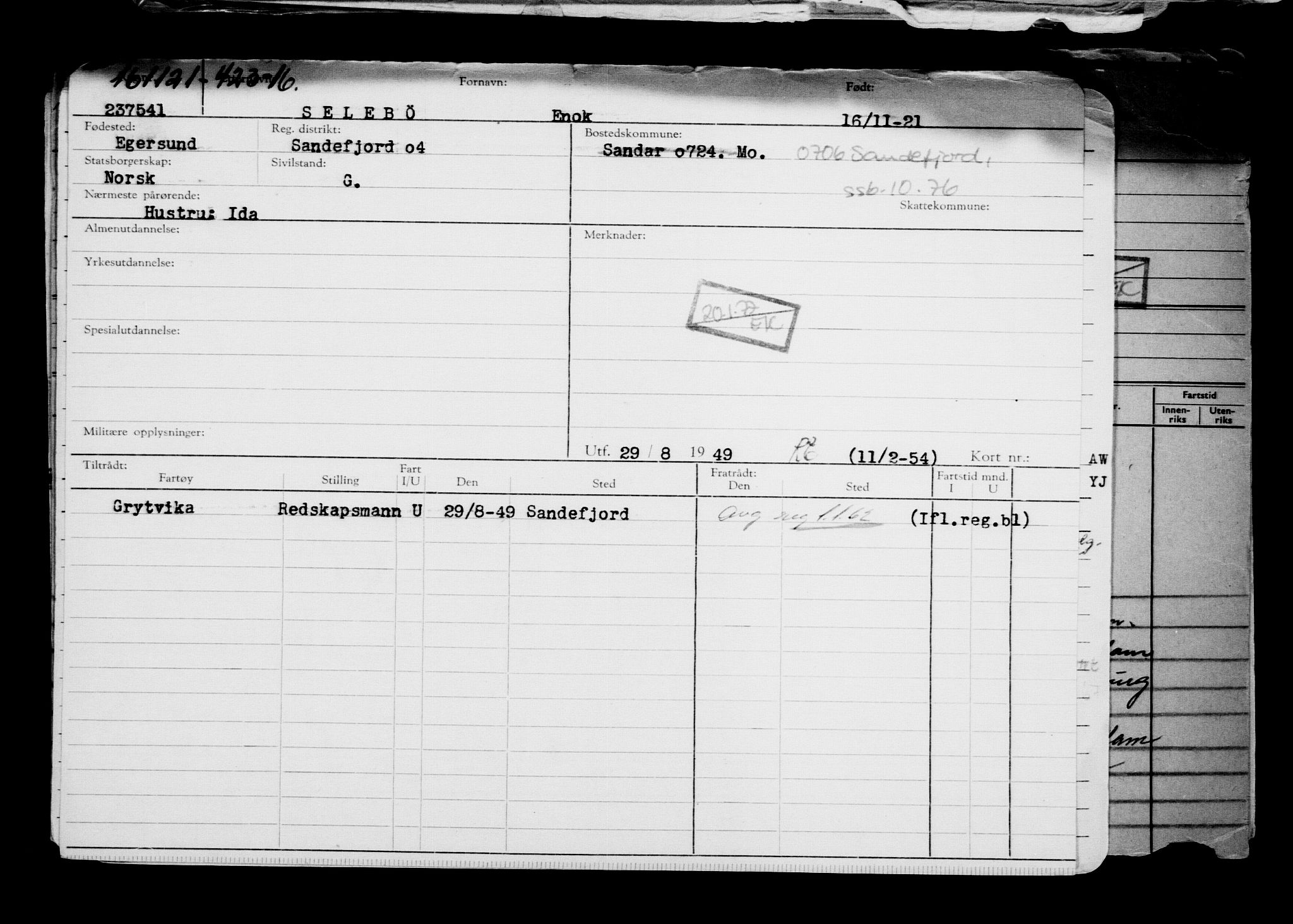 Direktoratet for sjømenn, AV/RA-S-3545/G/Gb/L0200: Hovedkort, 1921, p. 40
