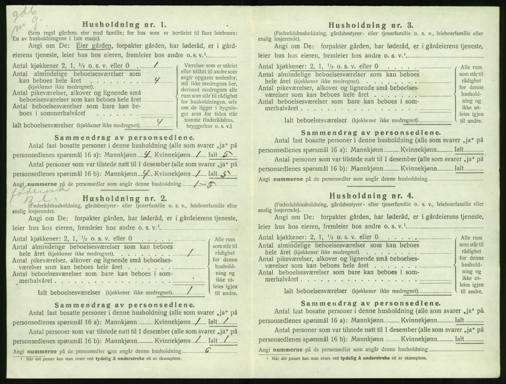 SAT, 1920 census for Volda, 1920, p. 1277