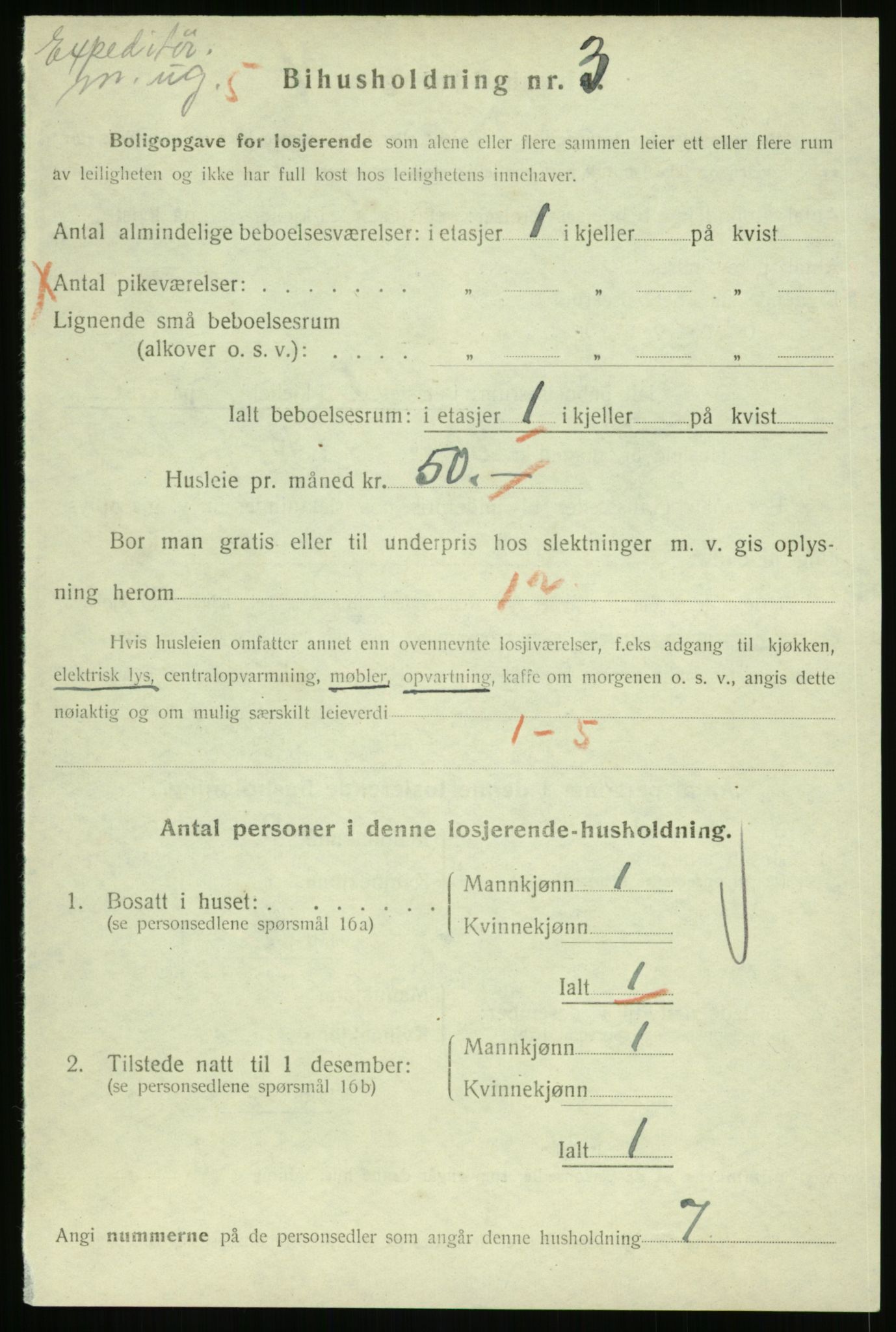 SAH, 1920 census for Lillehammer, 1920, p. 1586