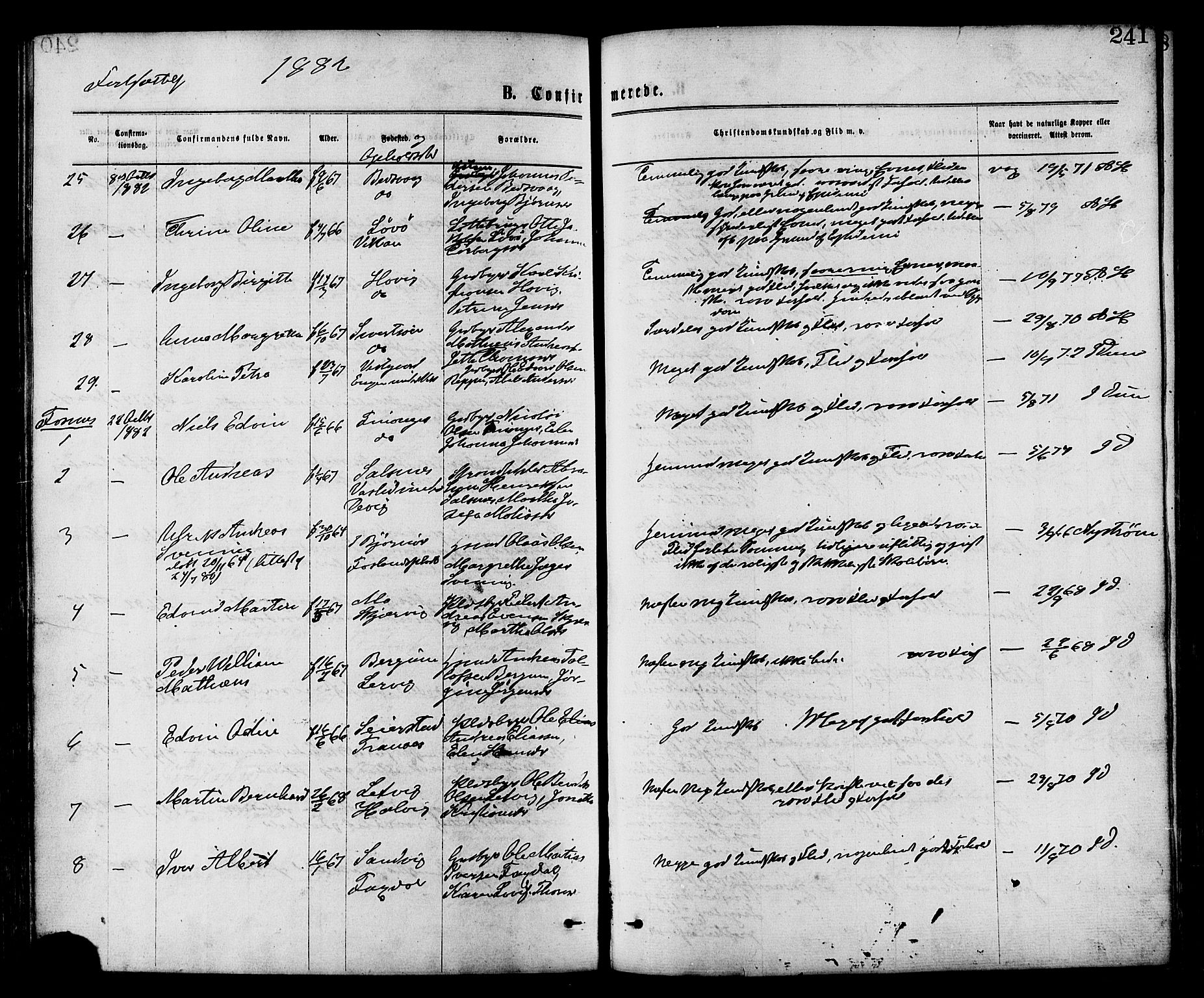 Ministerialprotokoller, klokkerbøker og fødselsregistre - Nord-Trøndelag, AV/SAT-A-1458/773/L0616: Parish register (official) no. 773A07, 1870-1887, p. 241