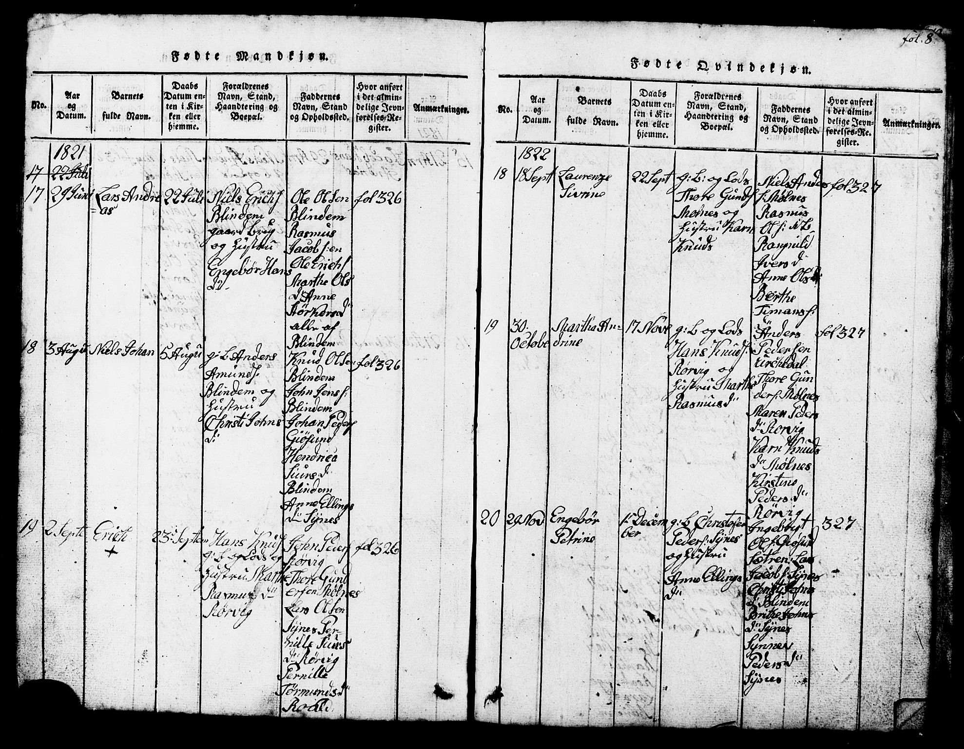 Ministerialprotokoller, klokkerbøker og fødselsregistre - Møre og Romsdal, SAT/A-1454/537/L0520: Parish register (copy) no. 537C01, 1819-1868, p. 8
