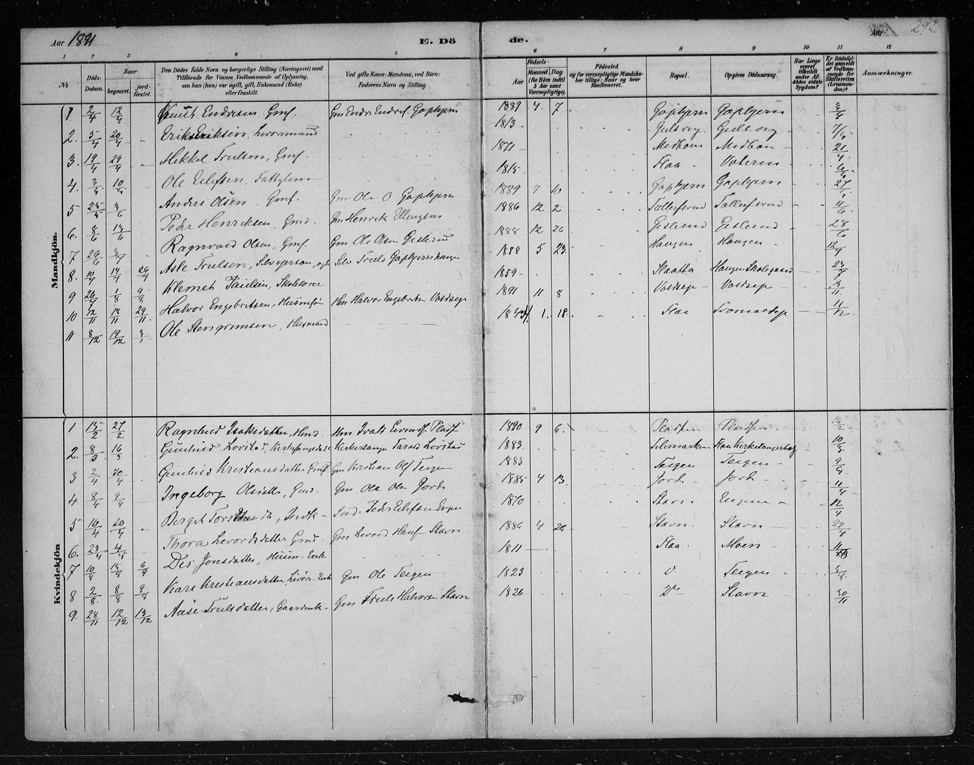 Nes kirkebøker, AV/SAKO-A-236/F/Fa/L0012: Parish register (official) no. 12, 1881-1917, p. 292