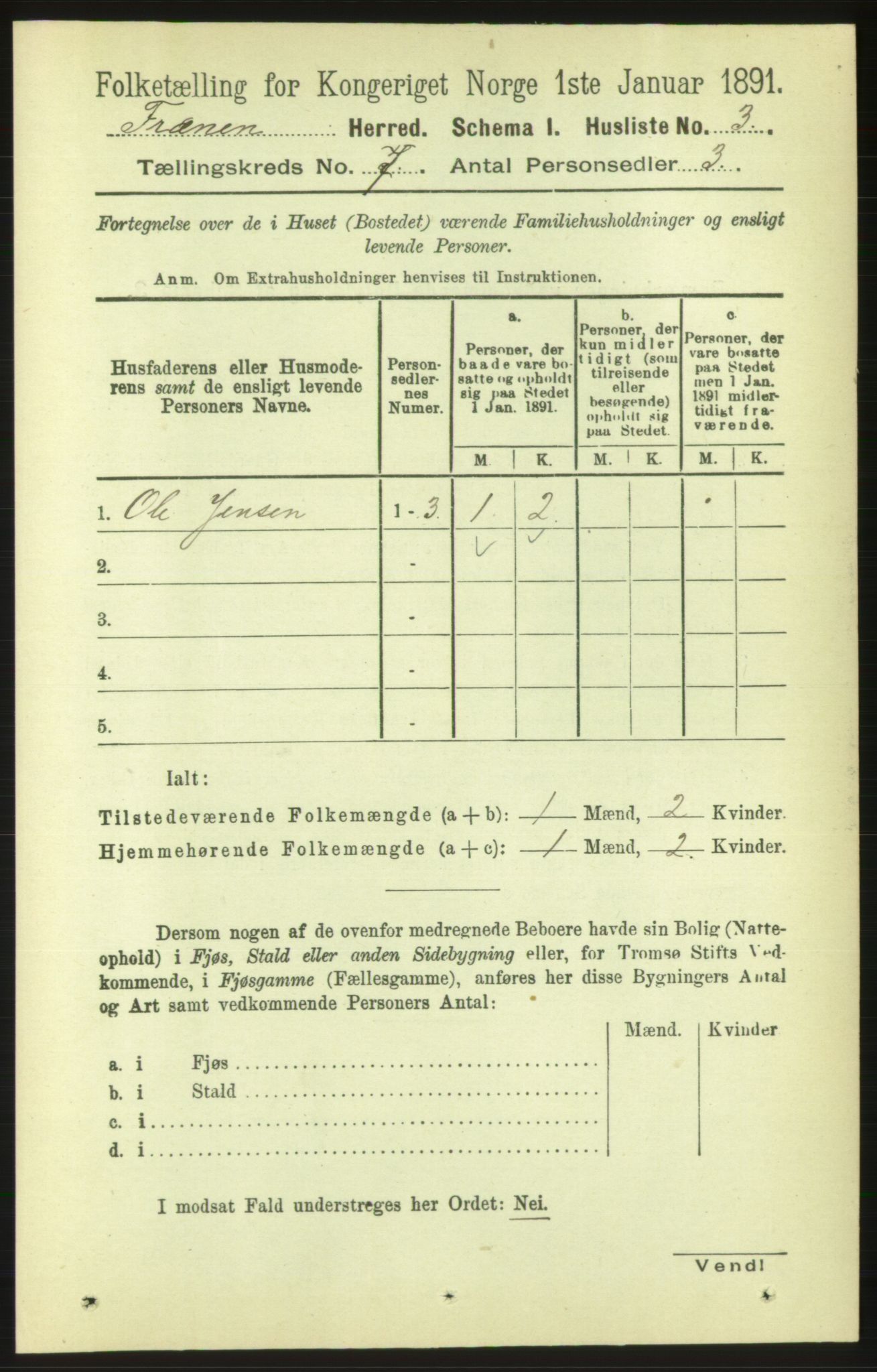 RA, 1891 census for 1548 Fræna, 1891, p. 2288