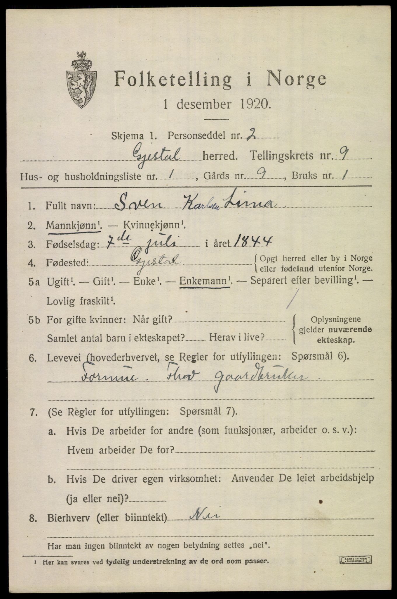 SAST, 1920 census for Gjesdal, 1920, p. 4238