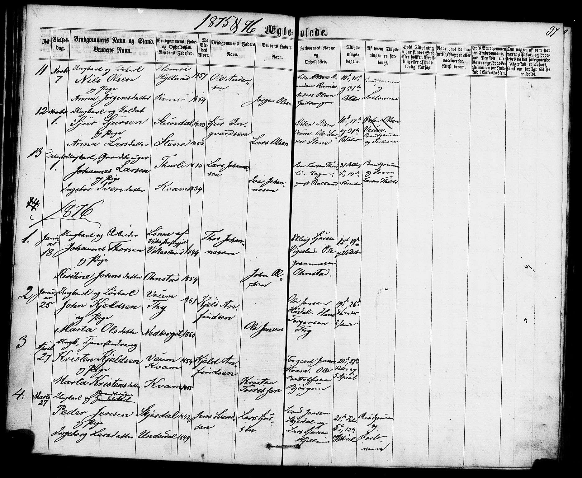 Aurland sokneprestembete, SAB/A-99937/H/Ha/Haa/L0010: Parish register (official) no. A 10, 1859-1879, p. 37