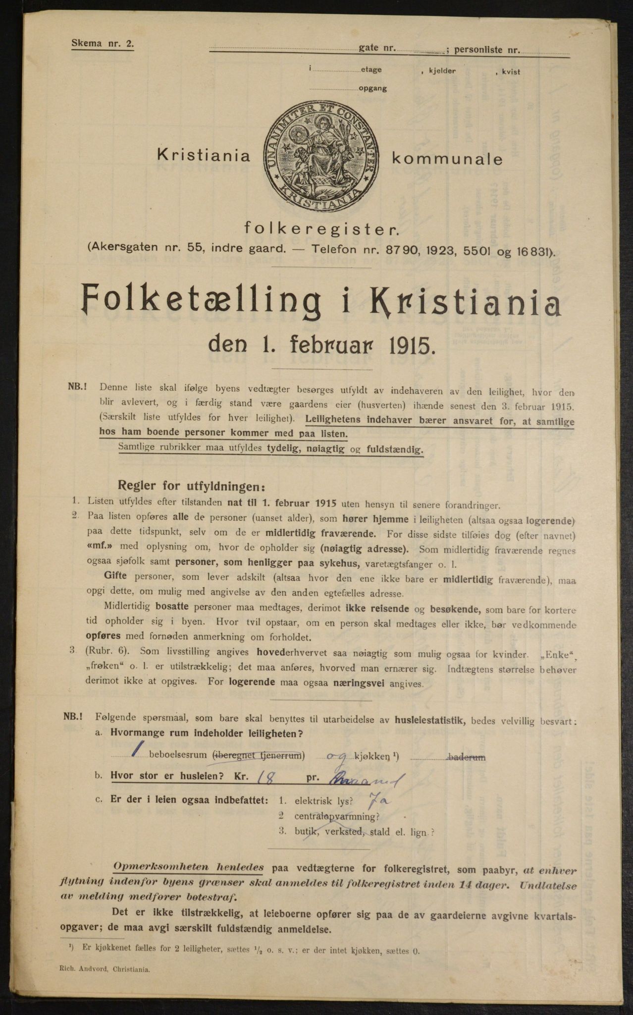 OBA, Municipal Census 1915 for Kristiania, 1915, p. 122907