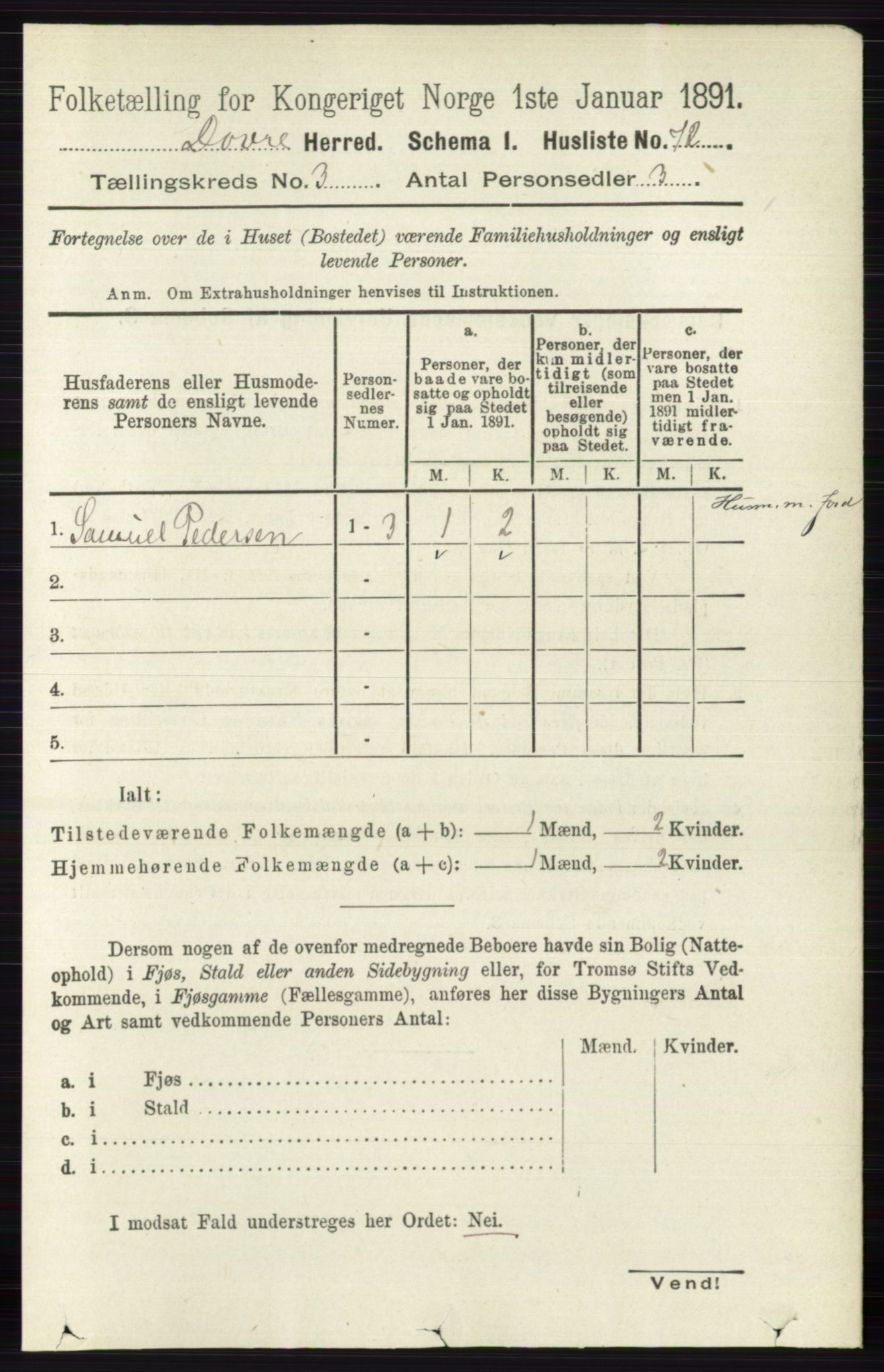 RA, 1891 census for 0511 Dovre, 1891, p. 1387