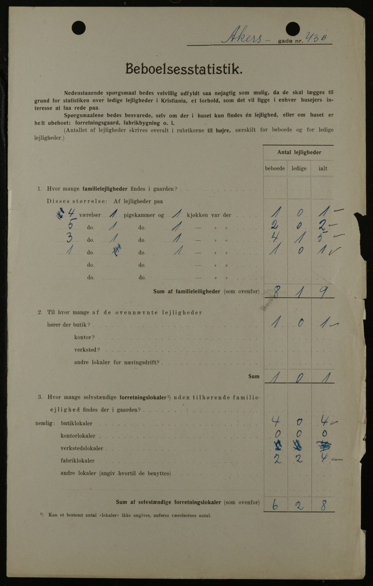 OBA, Municipal Census 1908 for Kristiania, 1908, p. 826