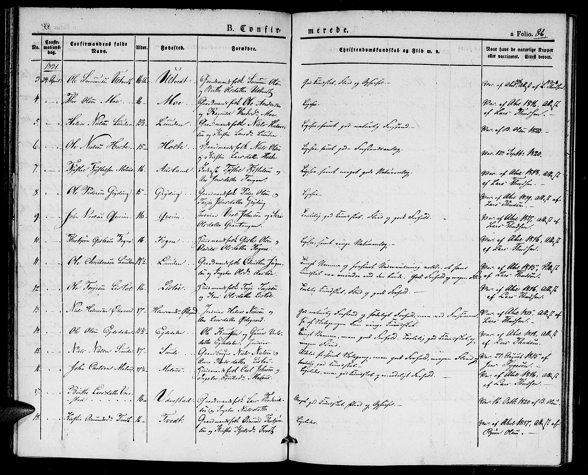 Gjerstad sokneprestkontor, AV/SAK-1111-0014/F/Fa/Faa/L0005: Parish register (official) no. A 5, 1829-1841, p. 86