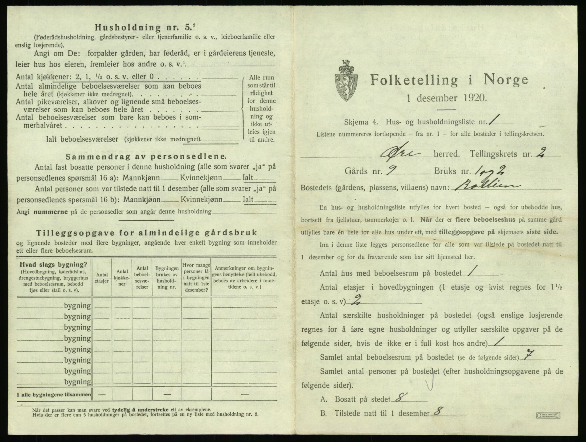 SAT, 1920 census for Øre, 1920, p. 173