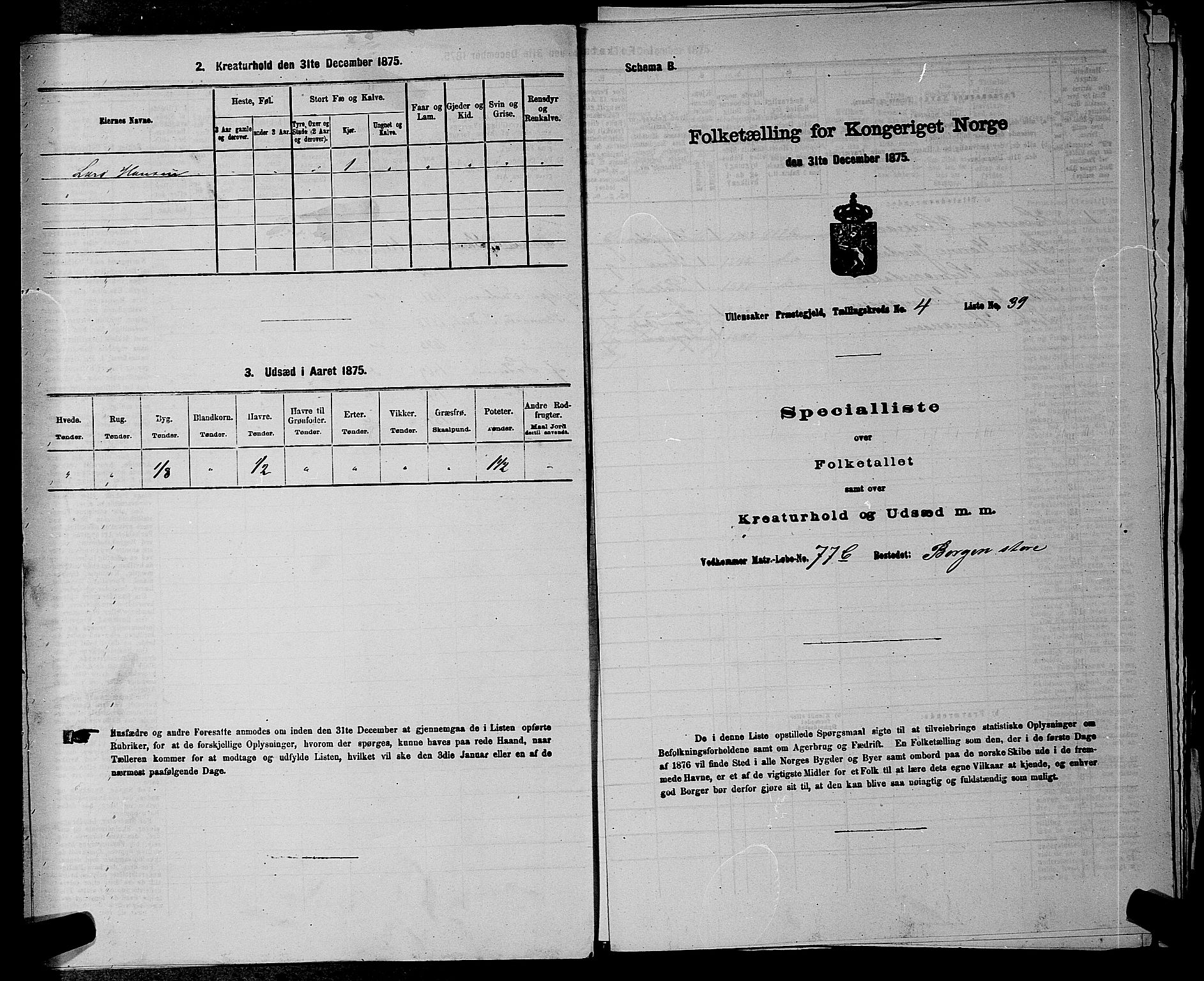 RA, 1875 census for 0235P Ullensaker, 1875, p. 541