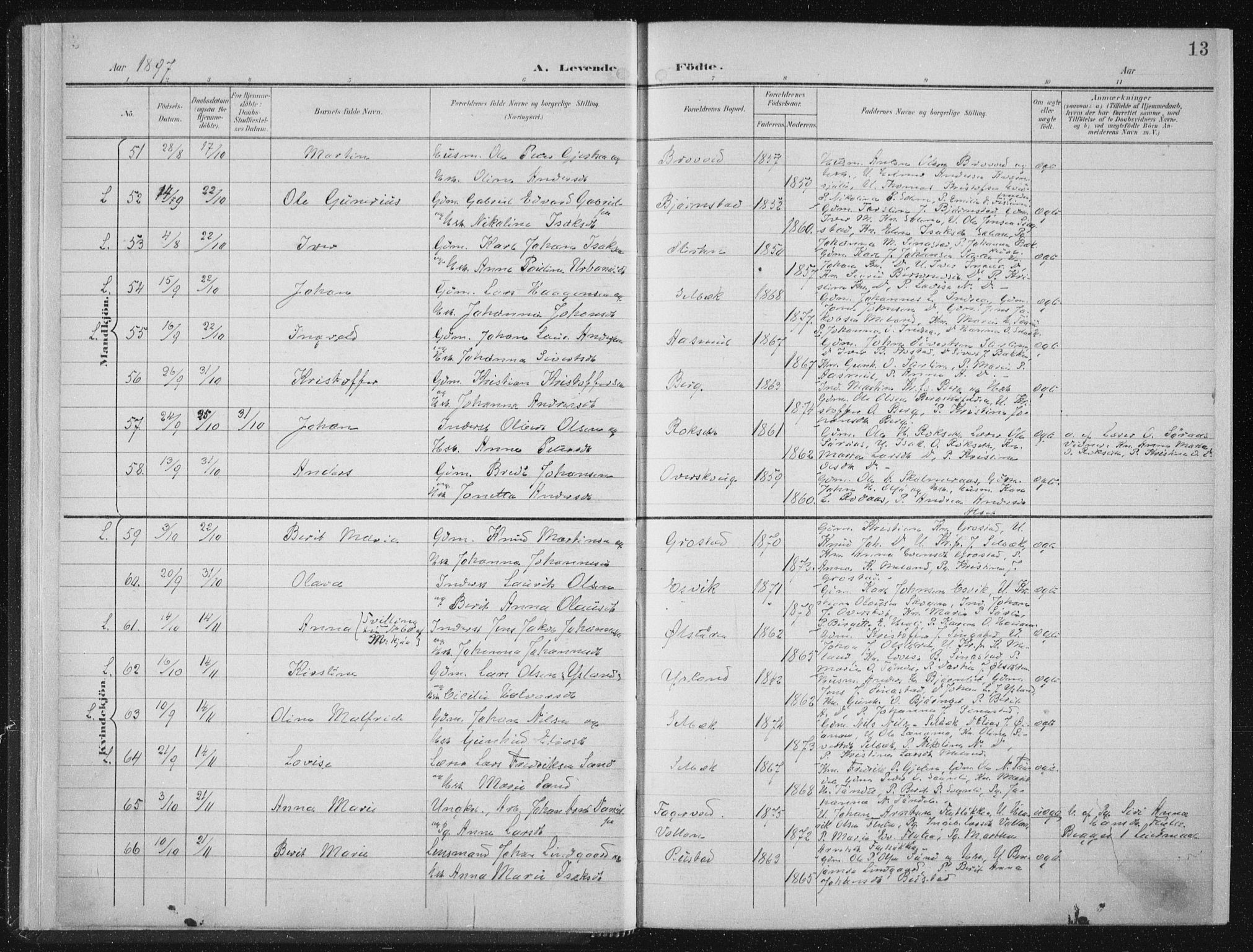 Ministerialprotokoller, klokkerbøker og fødselsregistre - Sør-Trøndelag, AV/SAT-A-1456/647/L0635: Parish register (official) no. 647A02, 1896-1911, p. 13