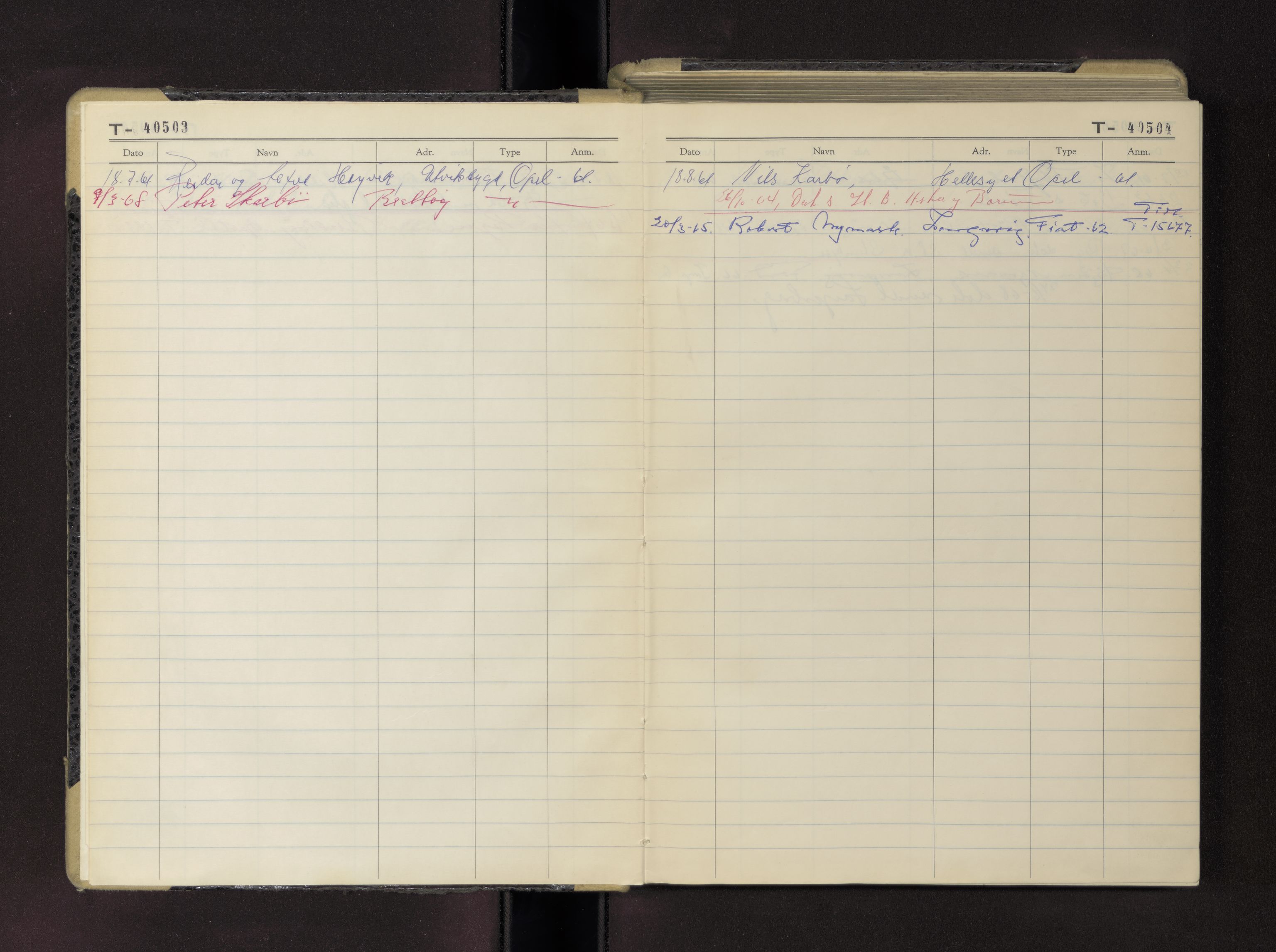 Møre og Romsdal vegkontor - Ålesund trafikkstasjon, AV/SAT-A-4099/F/Fc/L0034: Bilregister; T 40500 - T 40999, 1960-1970