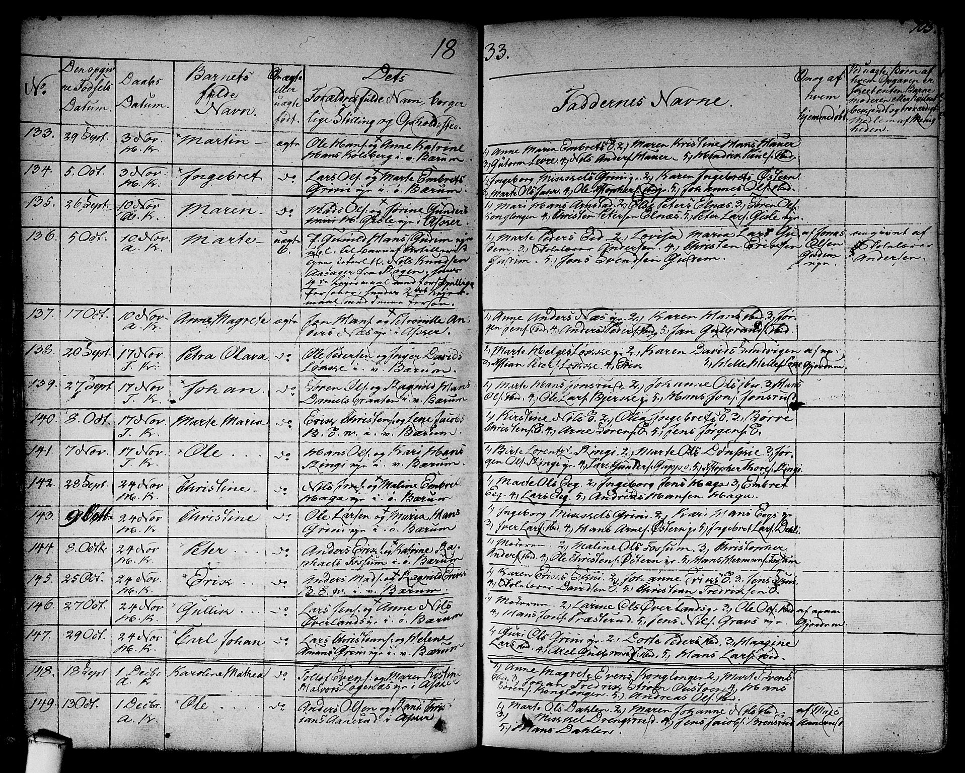 Asker prestekontor Kirkebøker, AV/SAO-A-10256a/F/Fa/L0007: Parish register (official) no. I 7, 1825-1864, p. 105