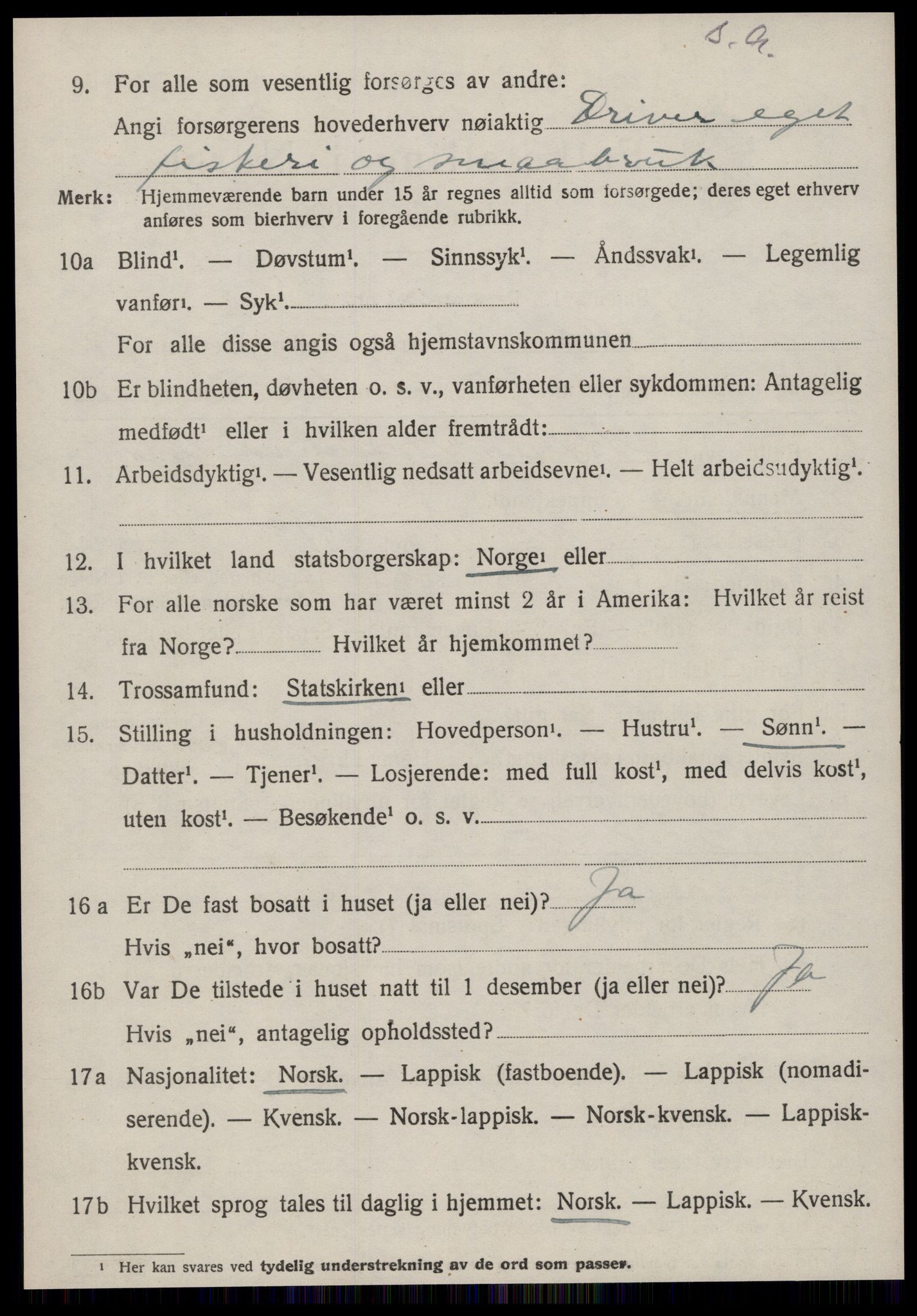 SAT, 1920 census for Å, 1920, p. 5393