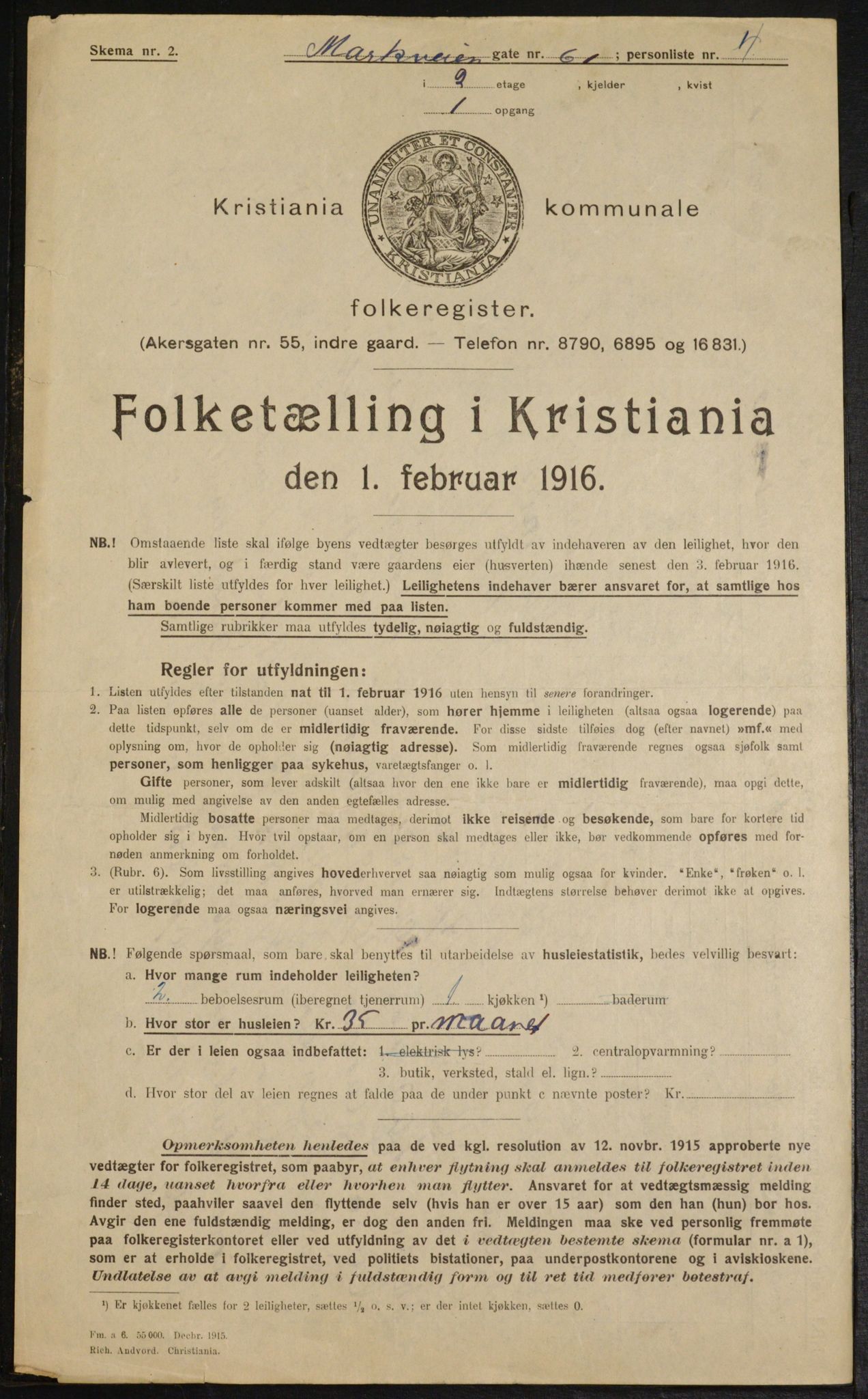 OBA, Municipal Census 1916 for Kristiania, 1916, p. 66099