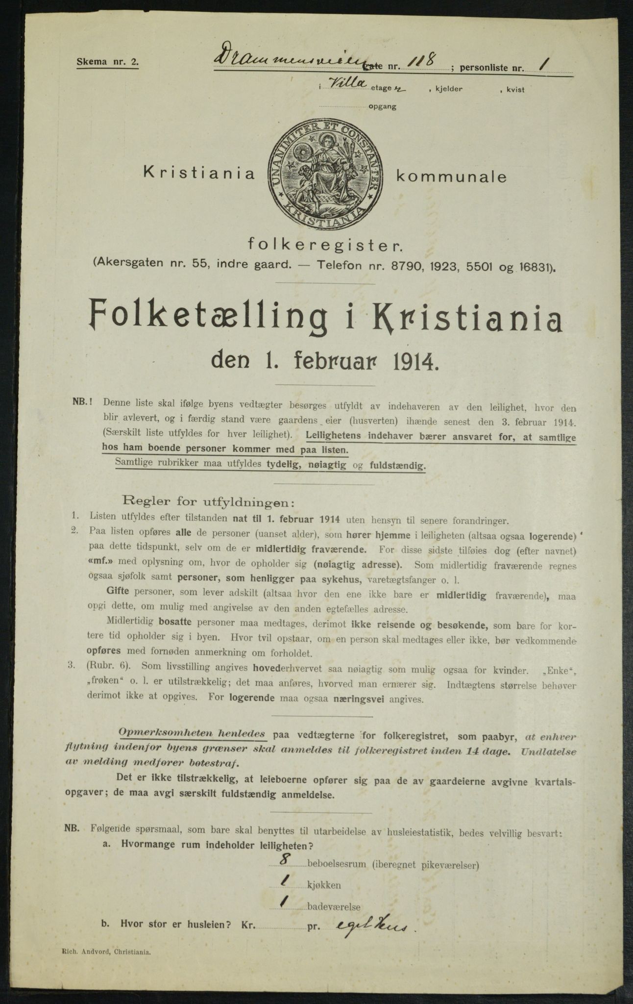 OBA, Municipal Census 1914 for Kristiania, 1914, p. 17300