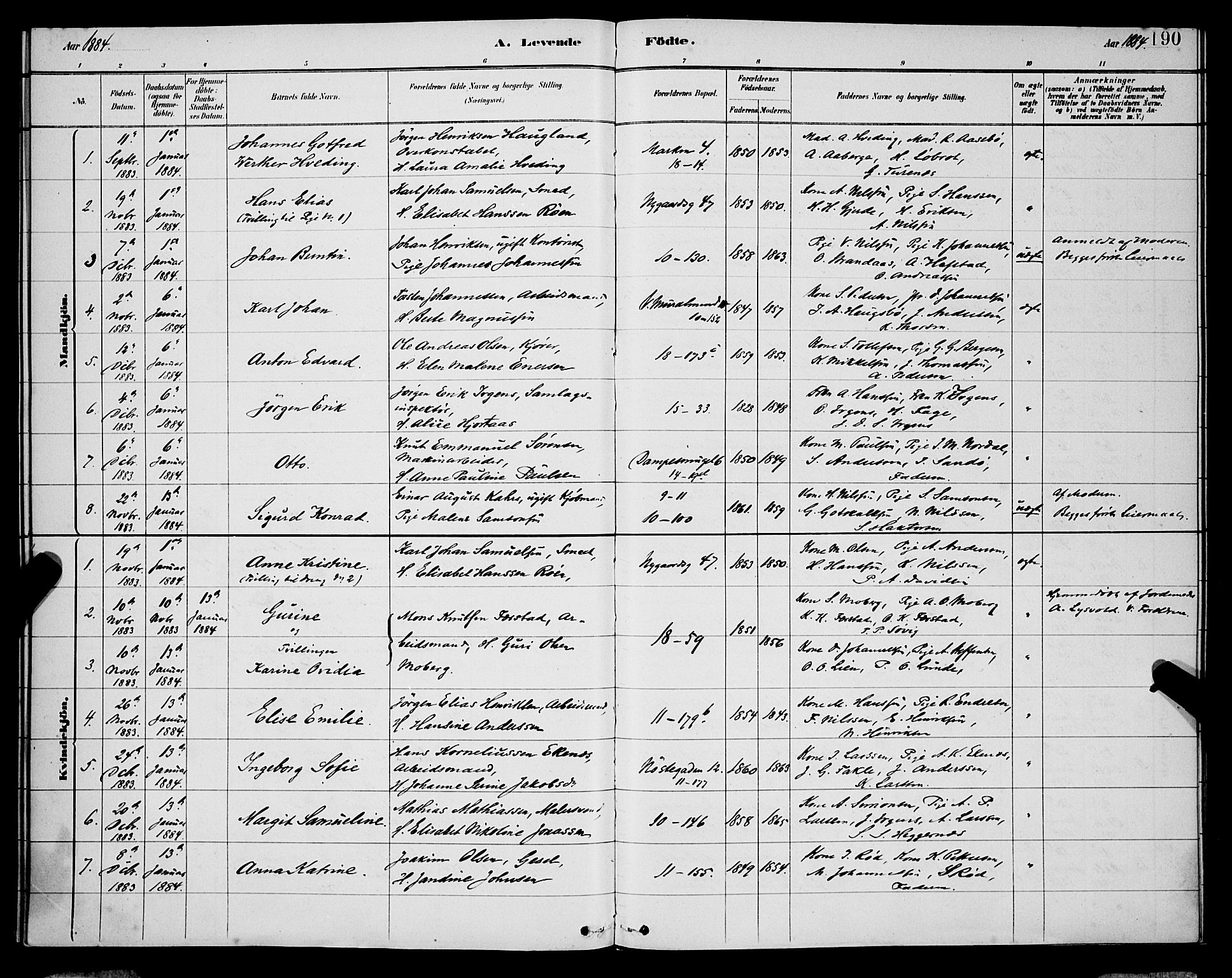 Domkirken sokneprestembete, SAB/A-74801/H/Hab/L0015: Parish register (copy) no. B 8, 1879-1887, p. 190