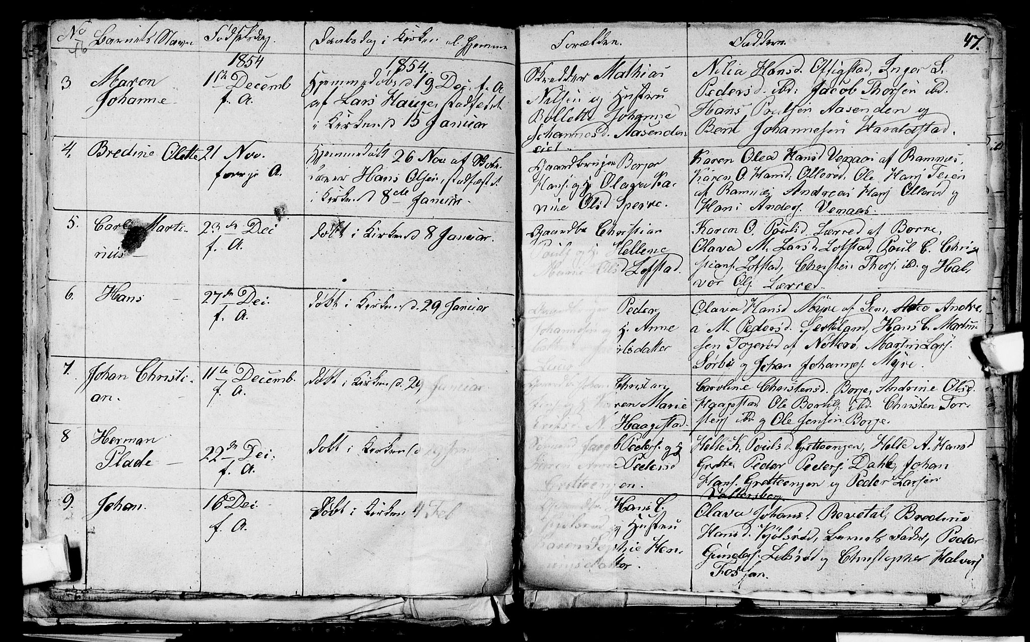 Våle kirkebøker, SAKO/A-334/G/Ga/L0002: Parish register (copy) no. I 2, 1851-1863, p. 46-47