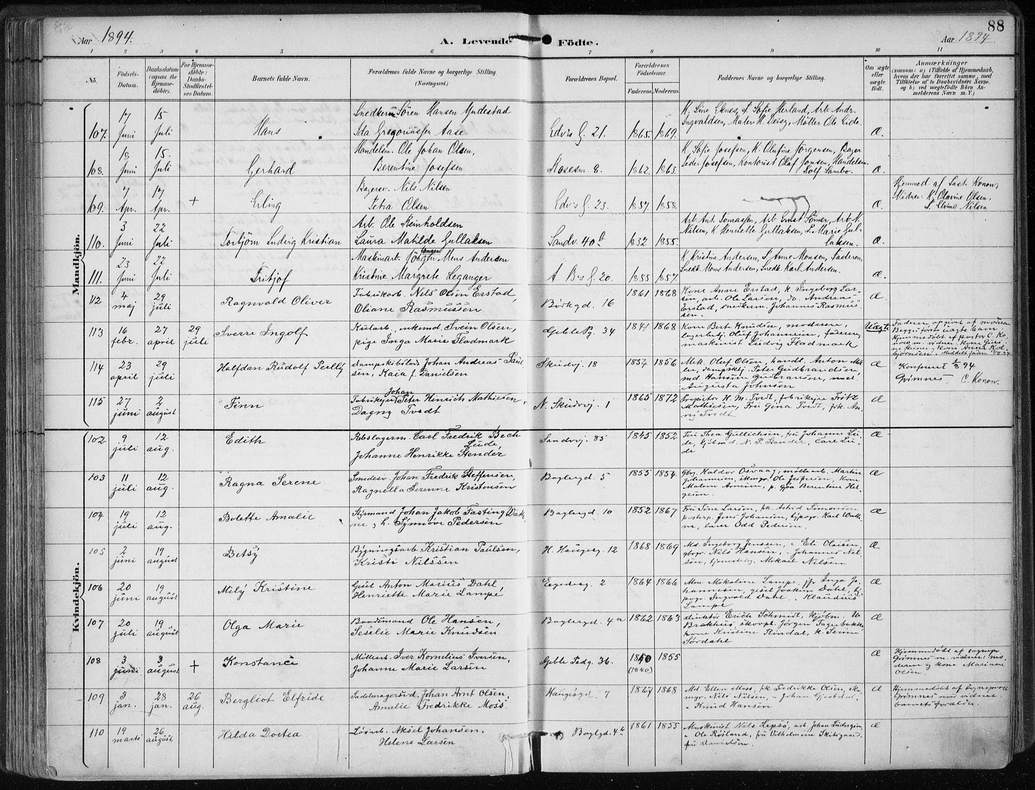 Sandviken Sokneprestembete, AV/SAB-A-77601/H/Ha/L0005: Parish register (official) no. B 2, 1891-1901, p. 88