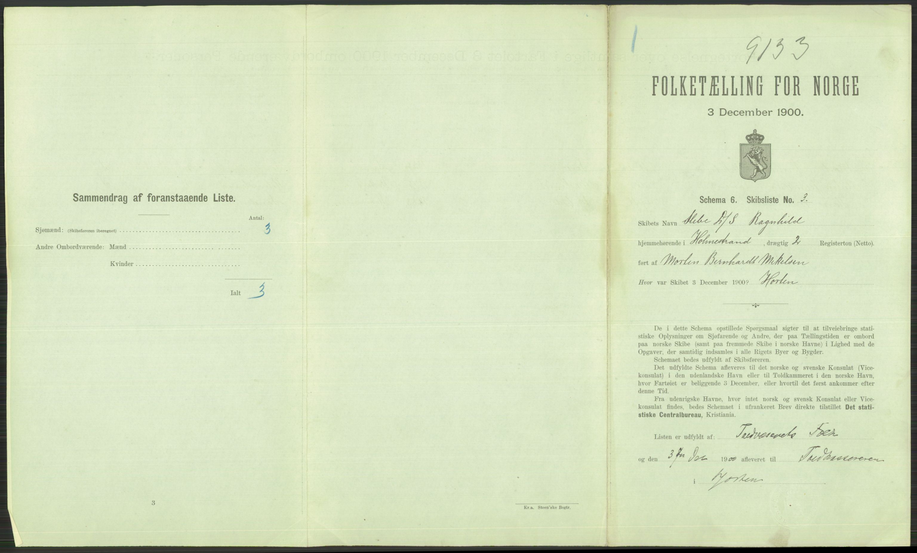 RA, 1900 Census - ship lists from ships in Norwegian harbours, harbours abroad and at sea, 1900, p. 417