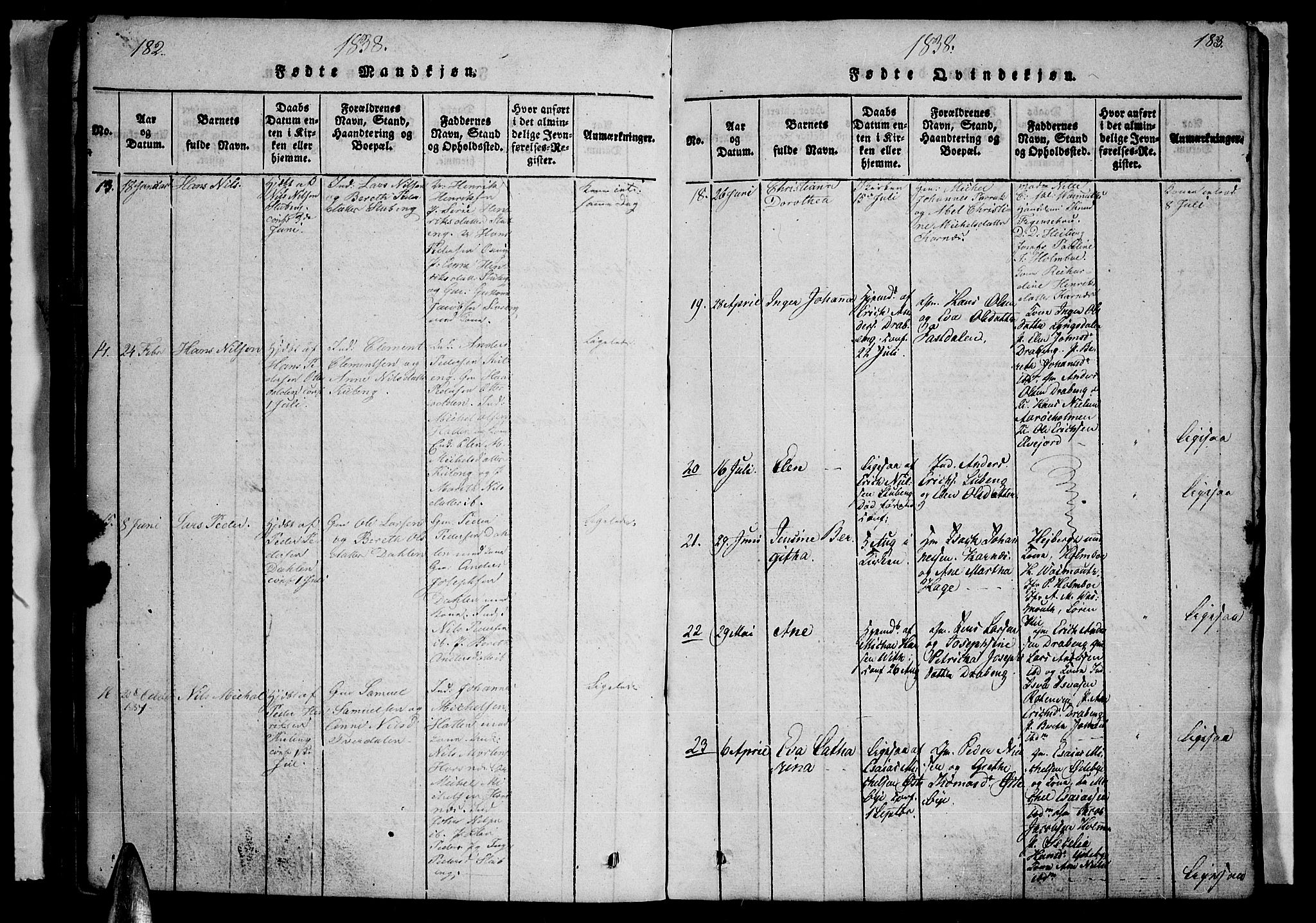 Lyngen sokneprestembete, AV/SATØ-S-1289/H/He/Heb/L0001klokker: Parish register (copy) no. 1, 1826-1838, p. 182-183