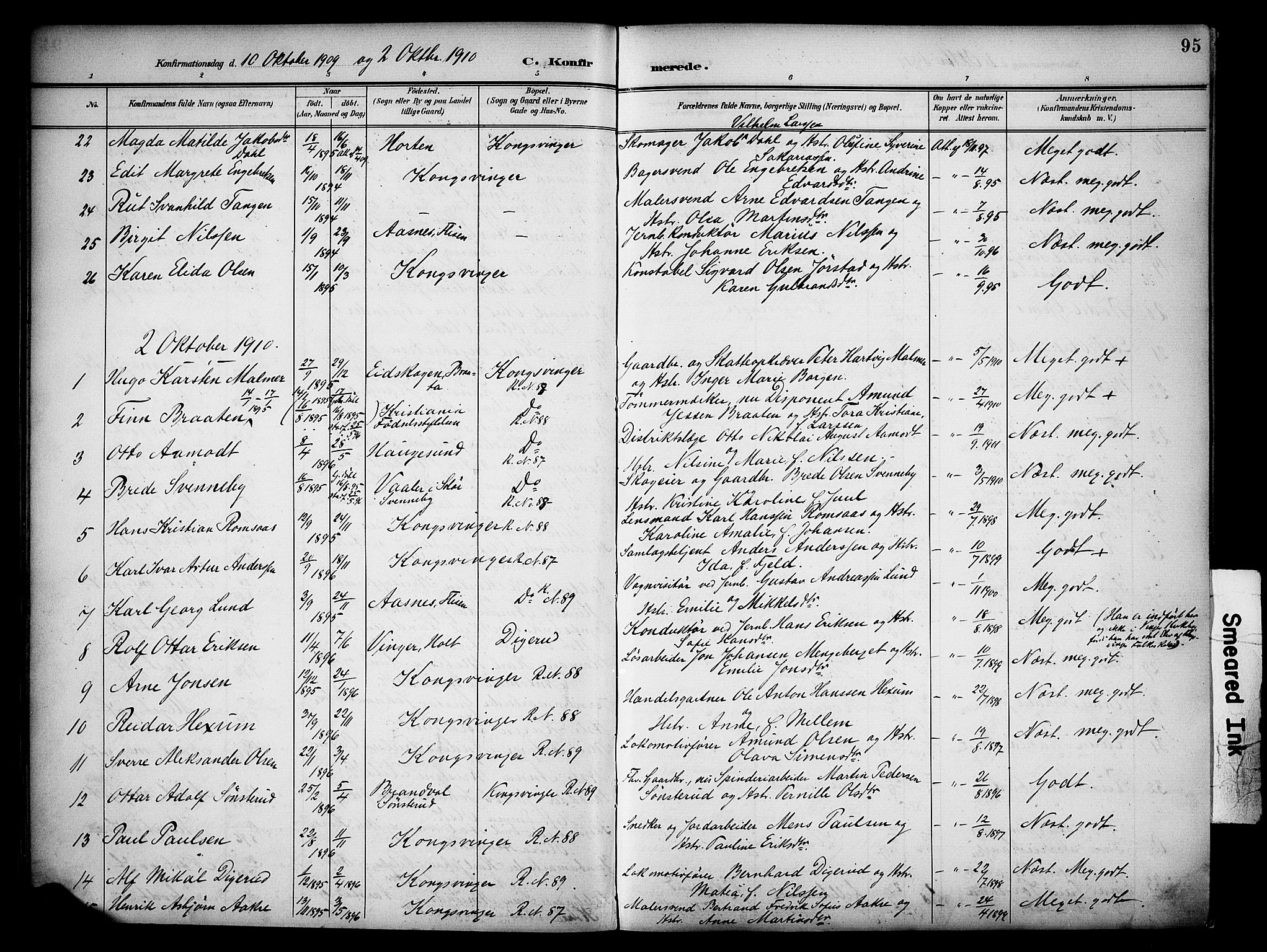 Vinger prestekontor, AV/SAH-PREST-024/H/Ha/Haa/L0016: Parish register (official) no. 16, 1898-1920, p. 95